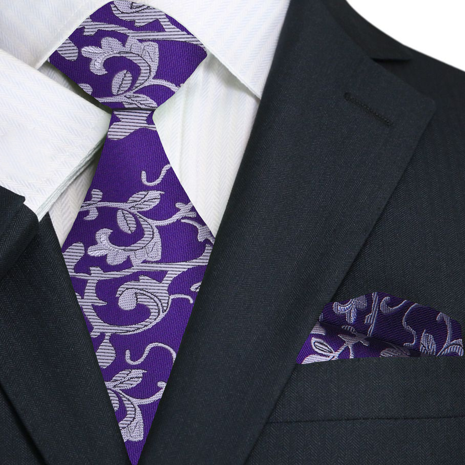 Man wearing floral necktie with a white dress shirt for business meeting