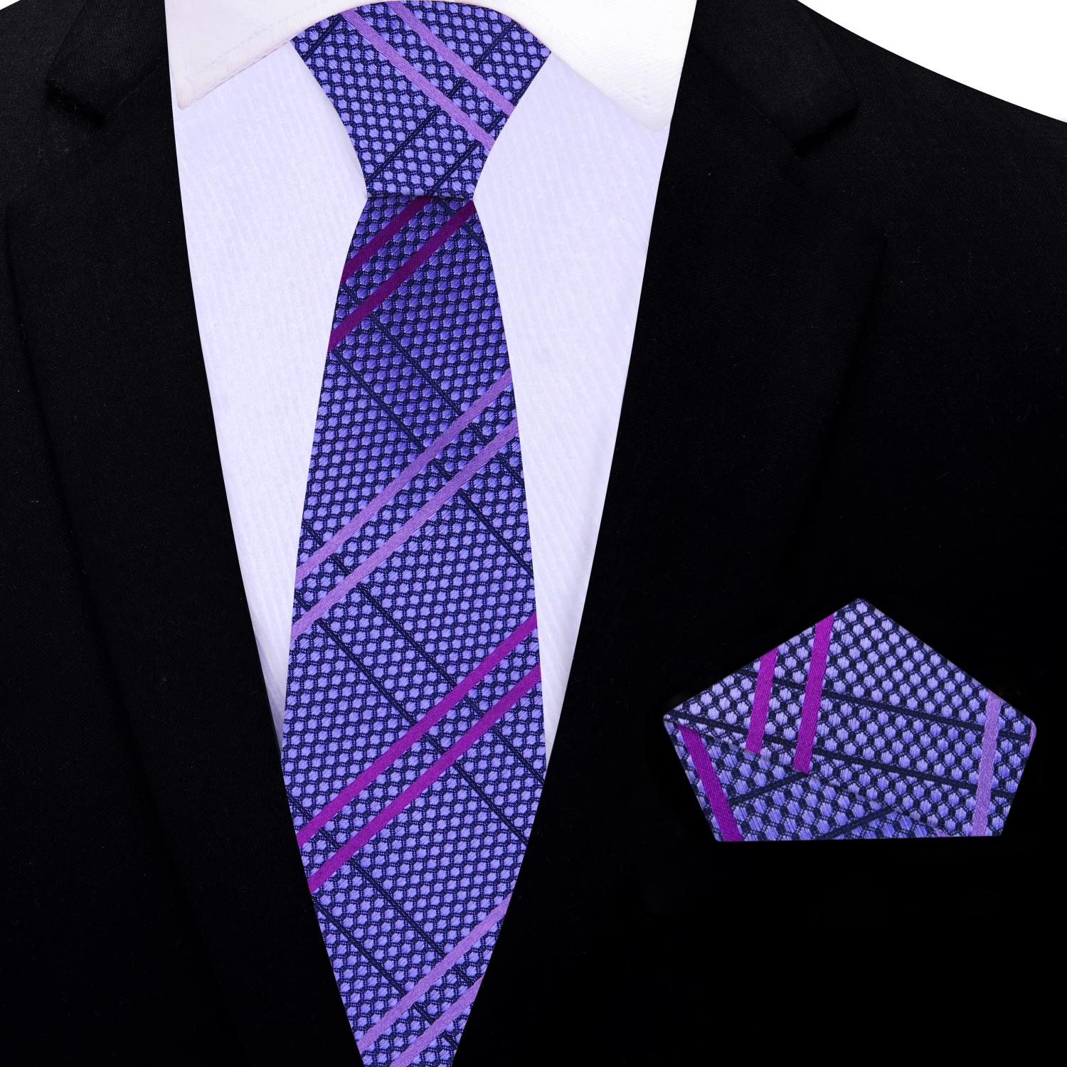 Close-up of the neckties fabric texture, emphasizing the quality of the silk material.