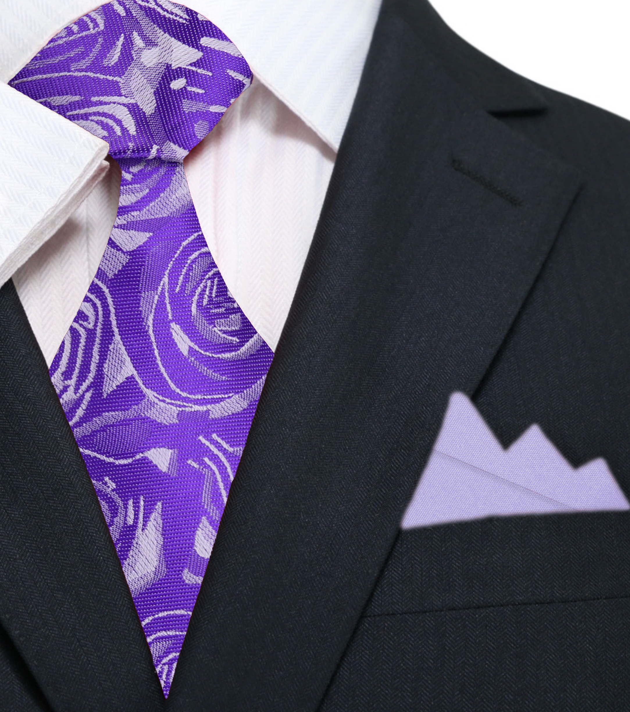 Necktie paired with a matching pocket square in a sophisticated setting