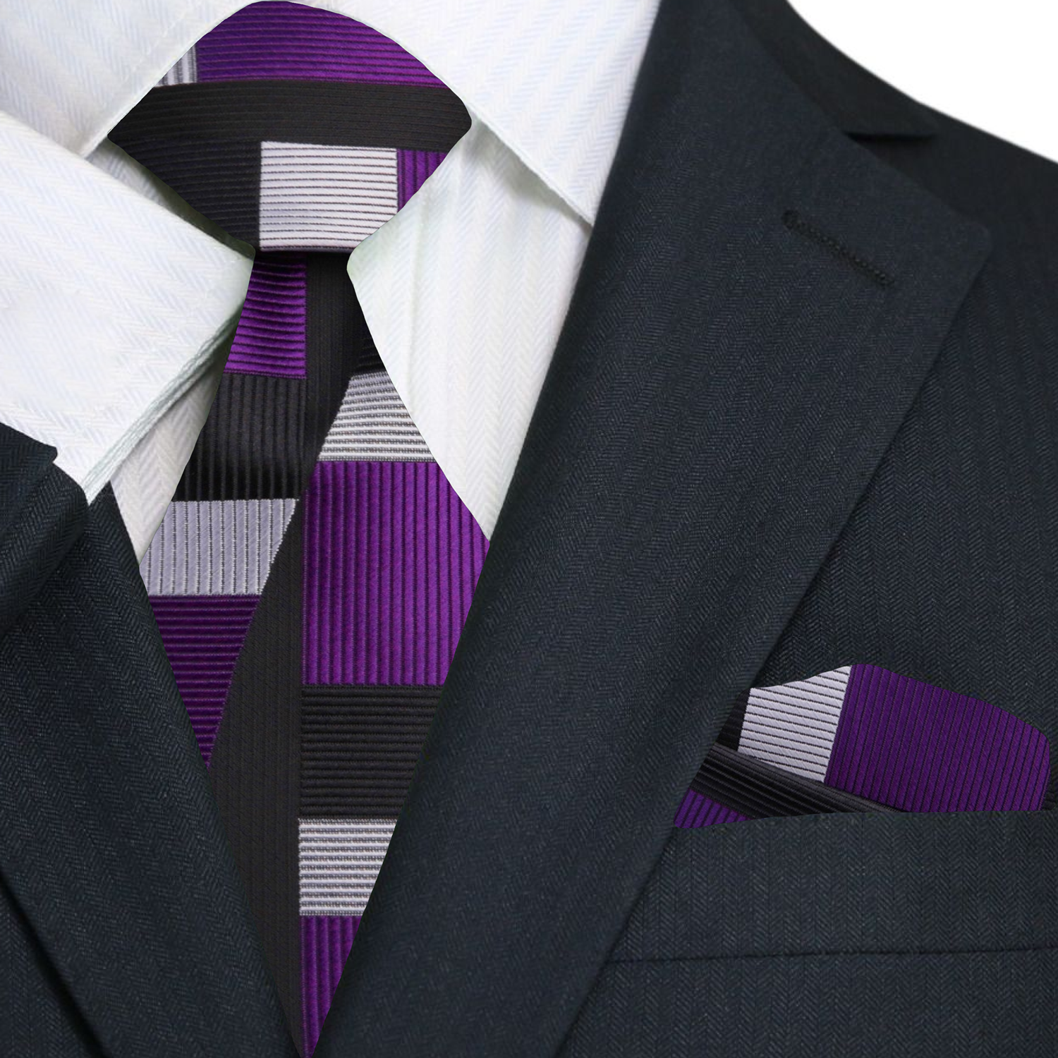 Man wearing modern silk necktie with geometric design at business meeting