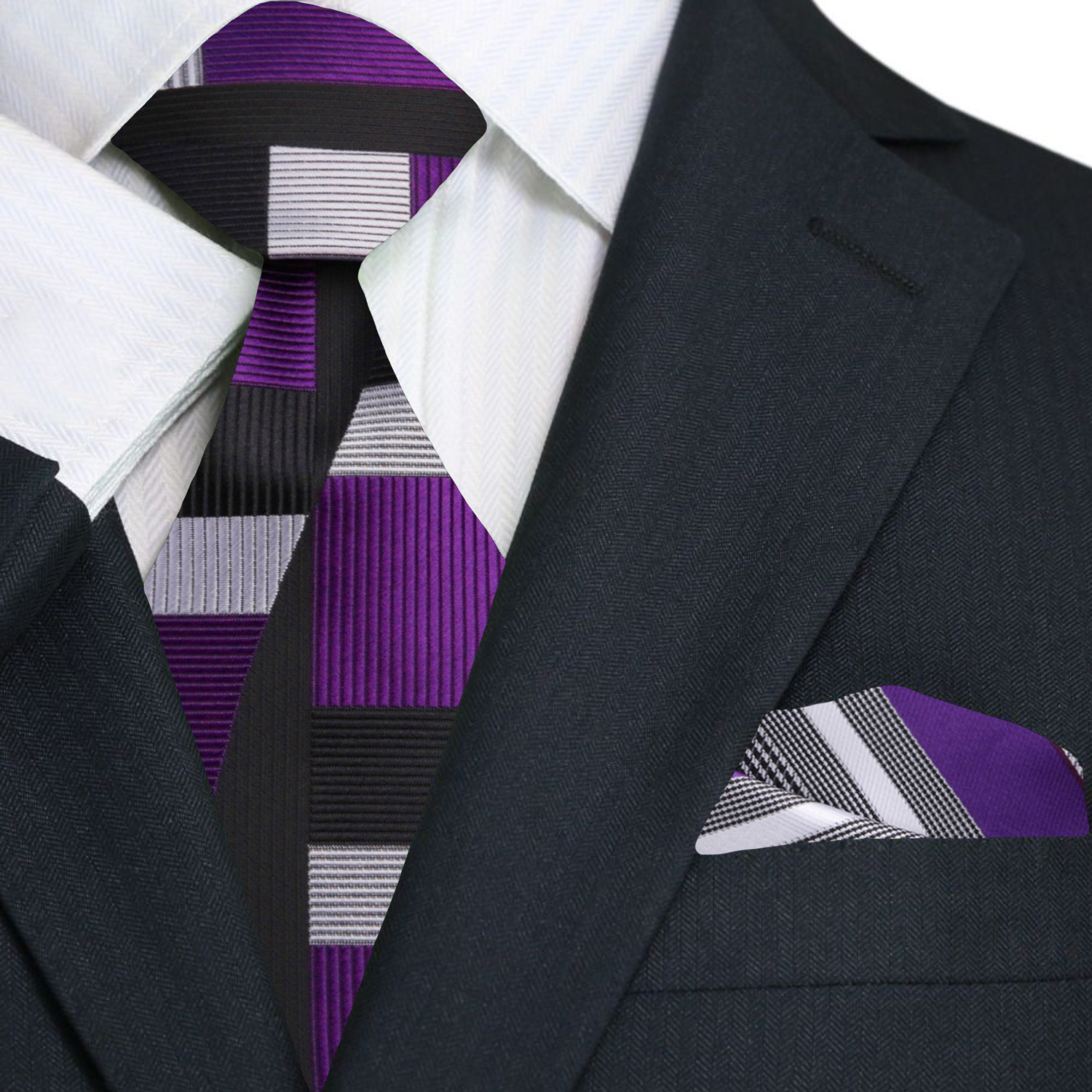 Man wearing modern silk necktie with geometric design at business meeting