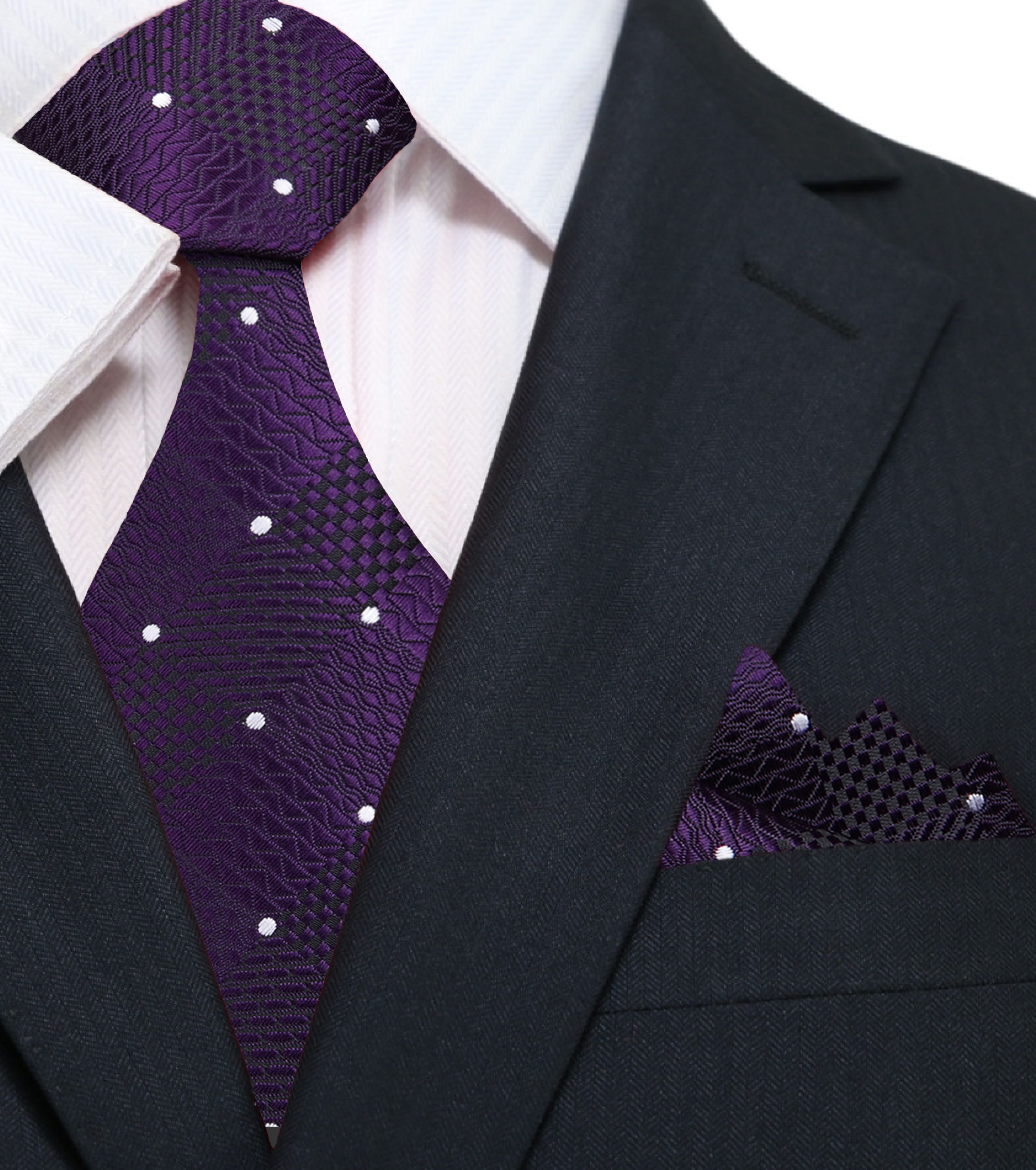 Man wearing Rothschild geometric silk tie paired with white dress shirt