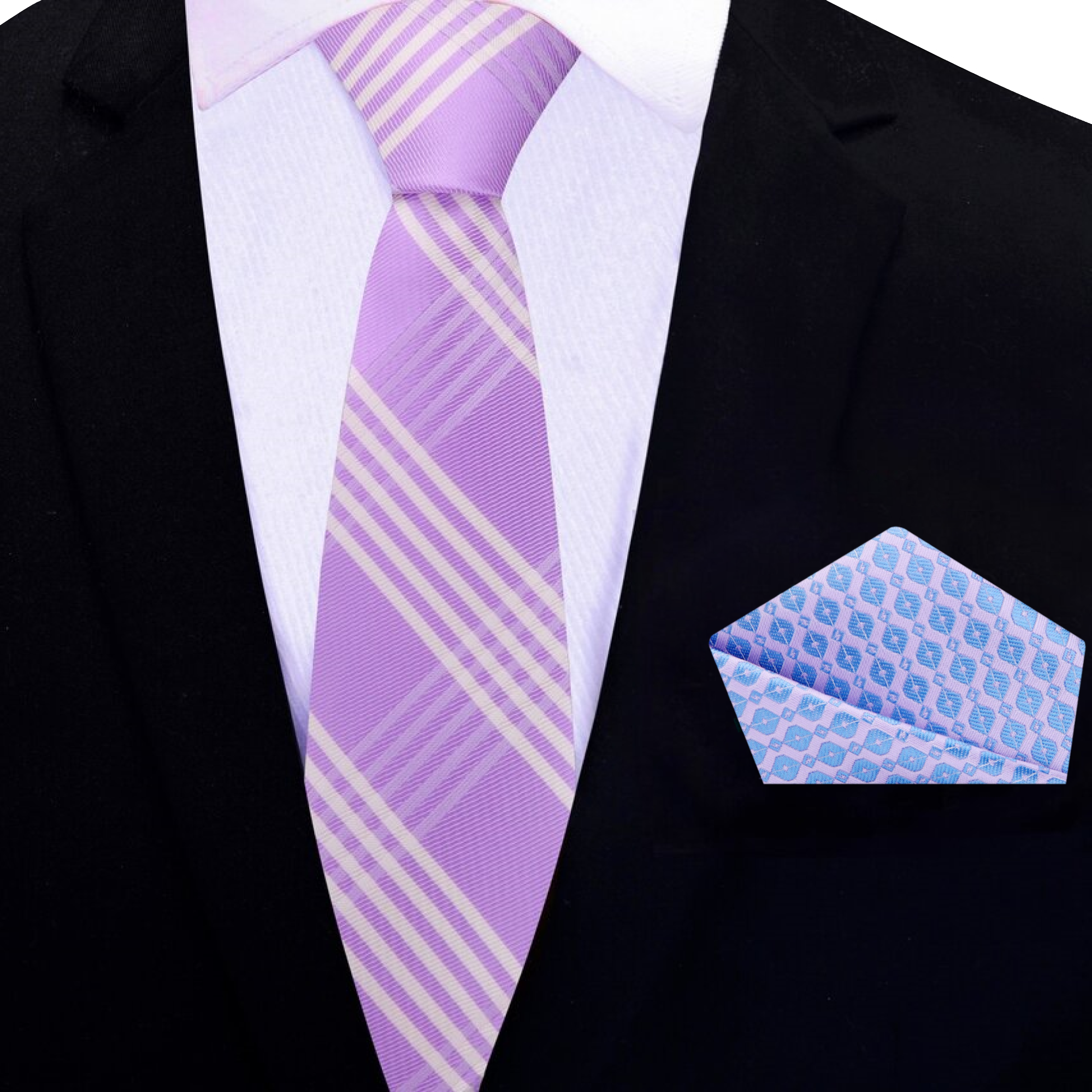 Graftenwell light purple plaid tie paired with a charcoal grey suit for formal events.