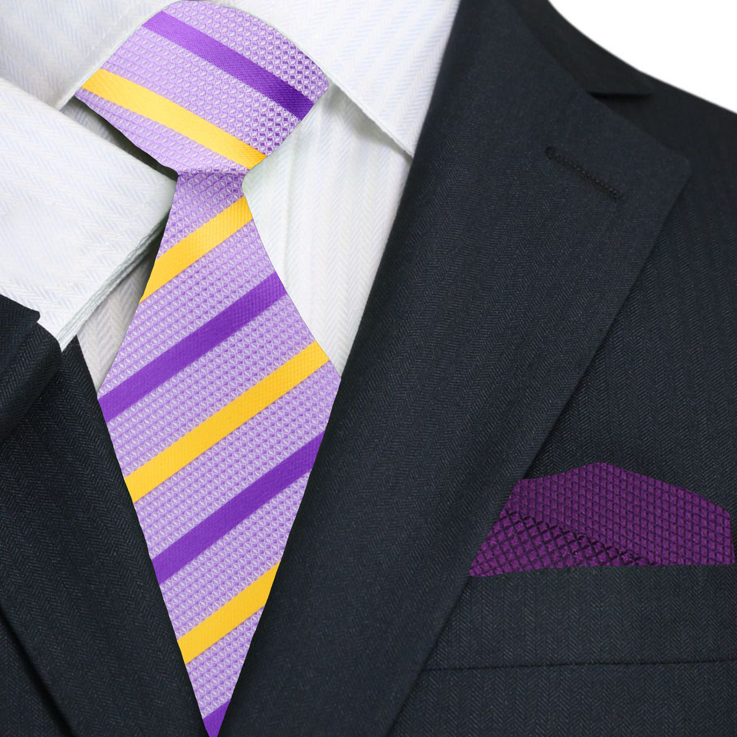 Man wearing striped necktie with a white dress shirt for a wedding