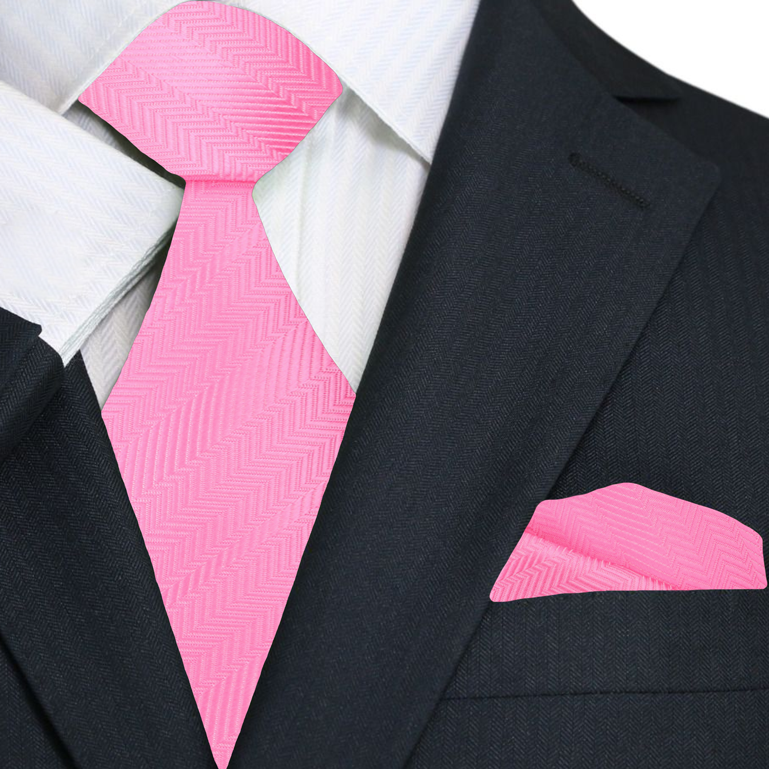 Purple silk necktie paired with a dark charcoal suit, highlighting the contrast and formal appearance.