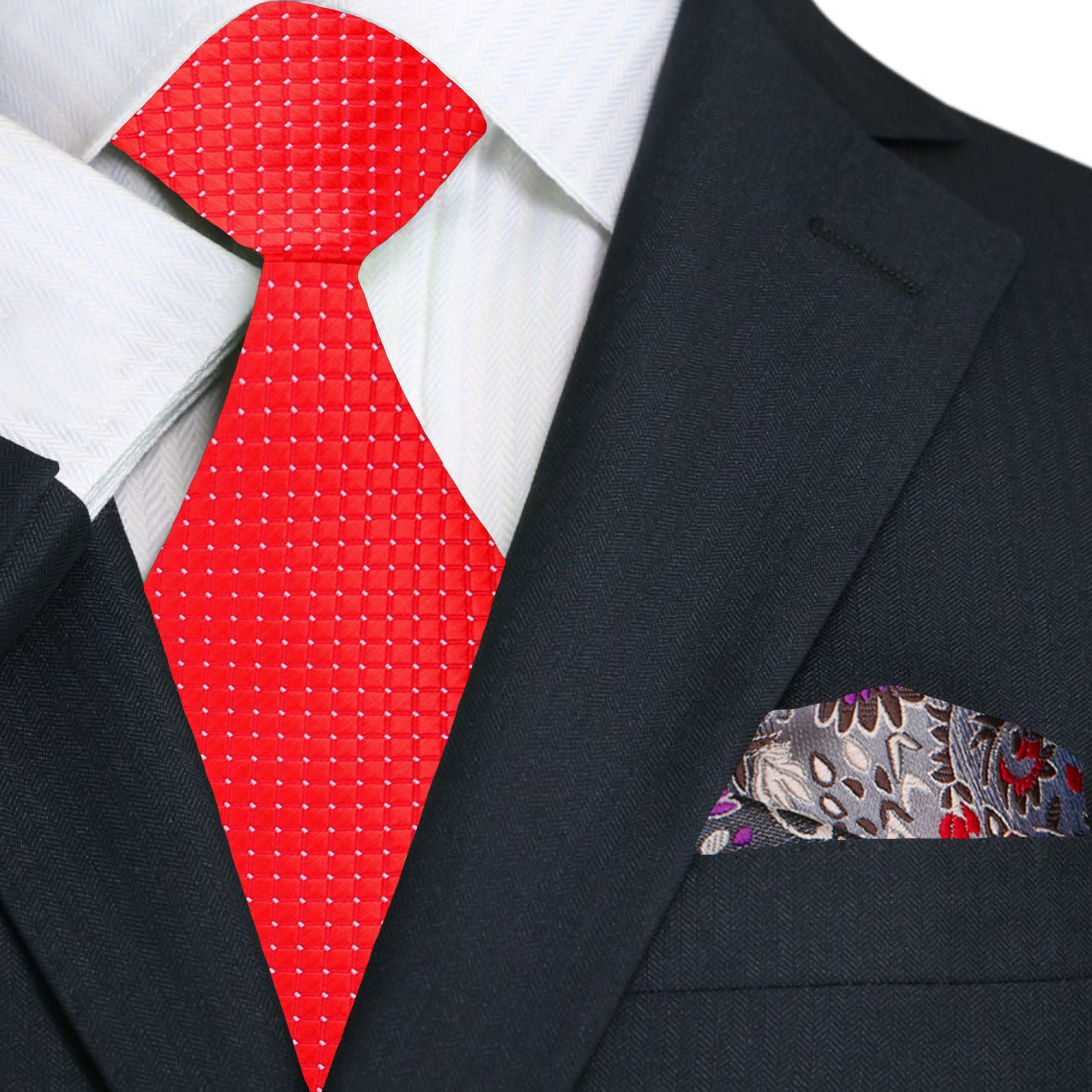 Sophisticated orange solid necktie with a charcoal grey suit, suitable for weddings.