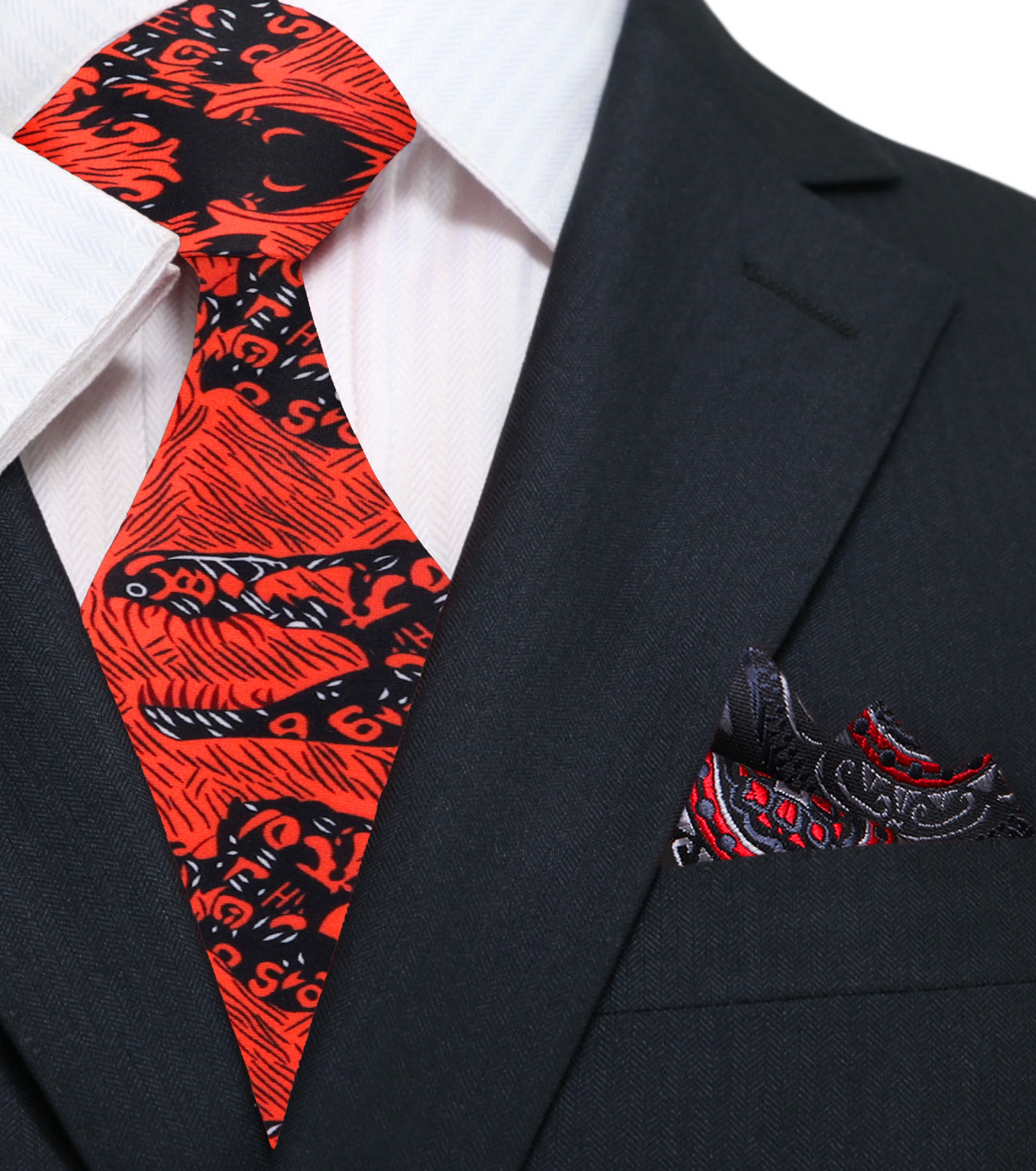 Fashionable man wearing a stylish necktie for cocktail parties with a suit