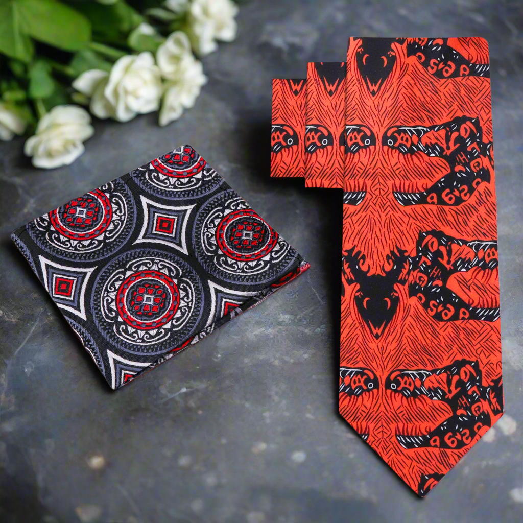 Fashionable man wearing a stylish necktie for cocktail parties with a suit