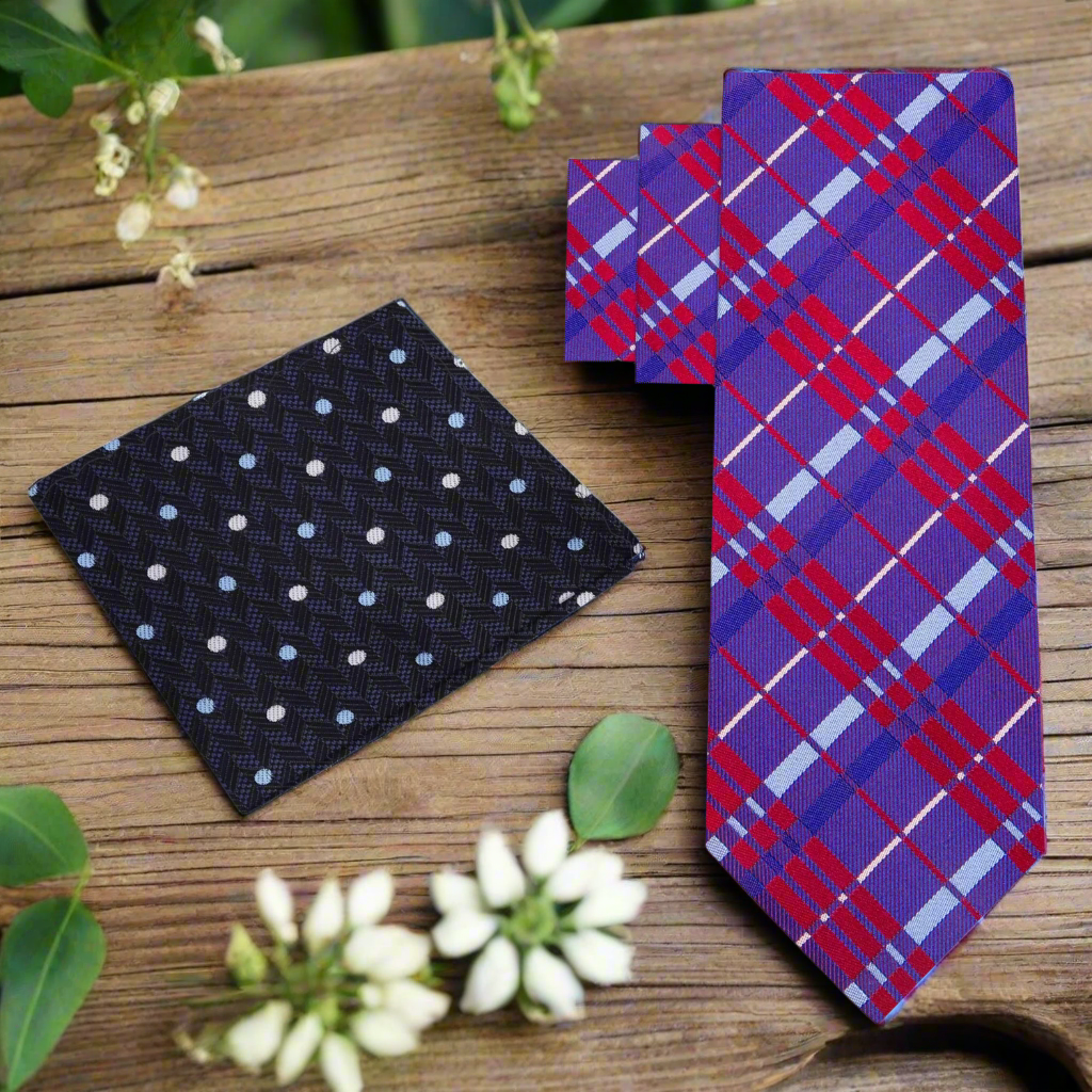 Close-up of the fabric pattern showing the detailed plaid design