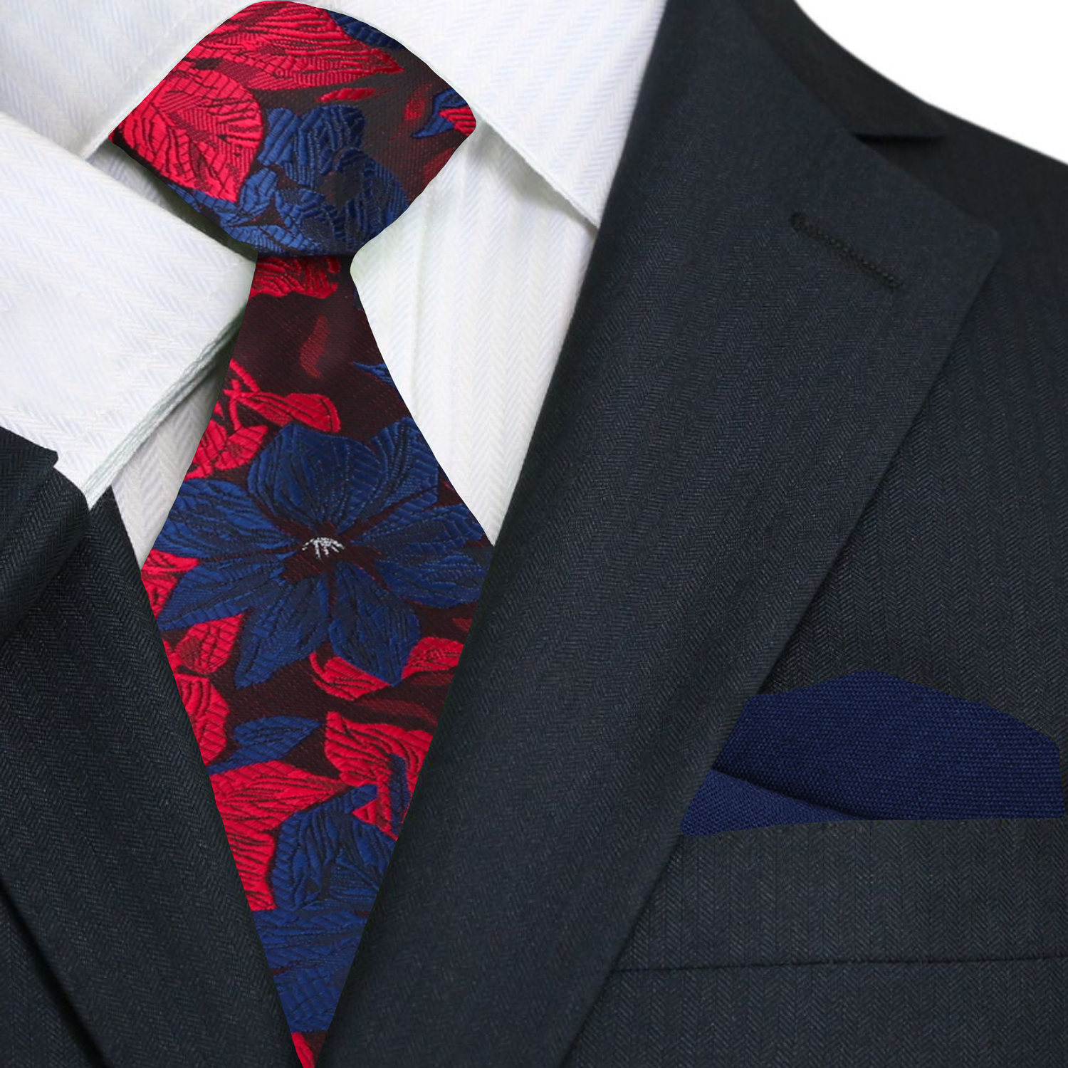 The silk necktie elegantly displayed with a matching pocket square, ideal for wedding attire.