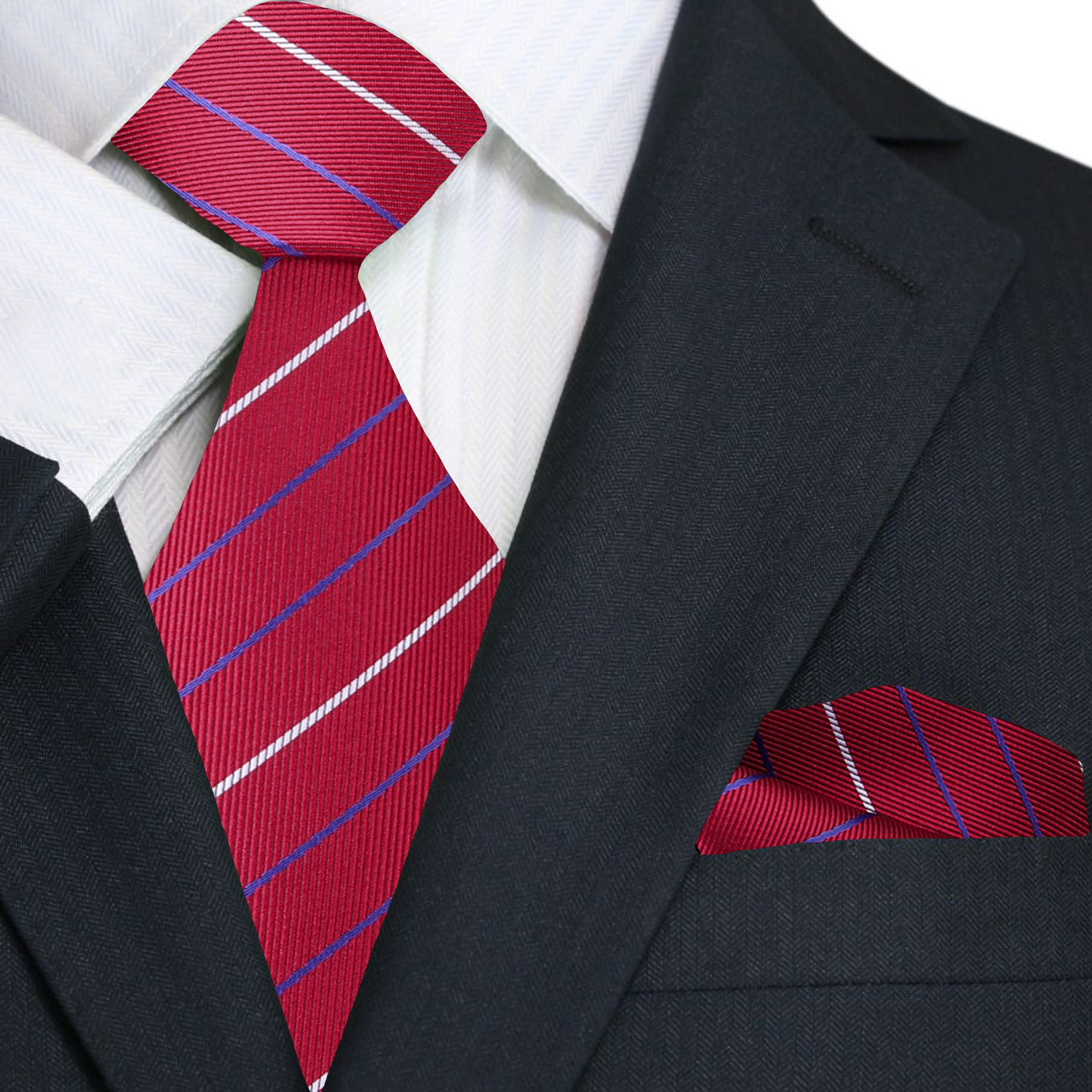 Close-up of the yellow striped necktie showcasing its fine details and texture