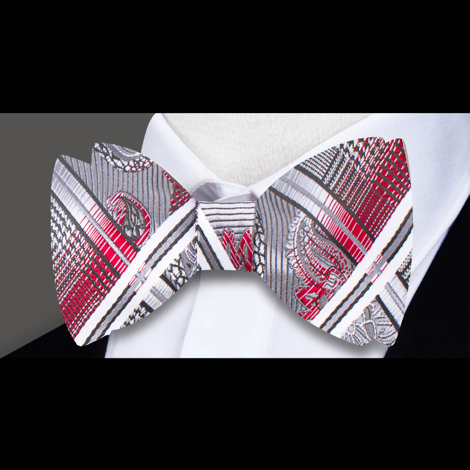 Pre-tied silk bow tie with adjustable fit for comfort and style