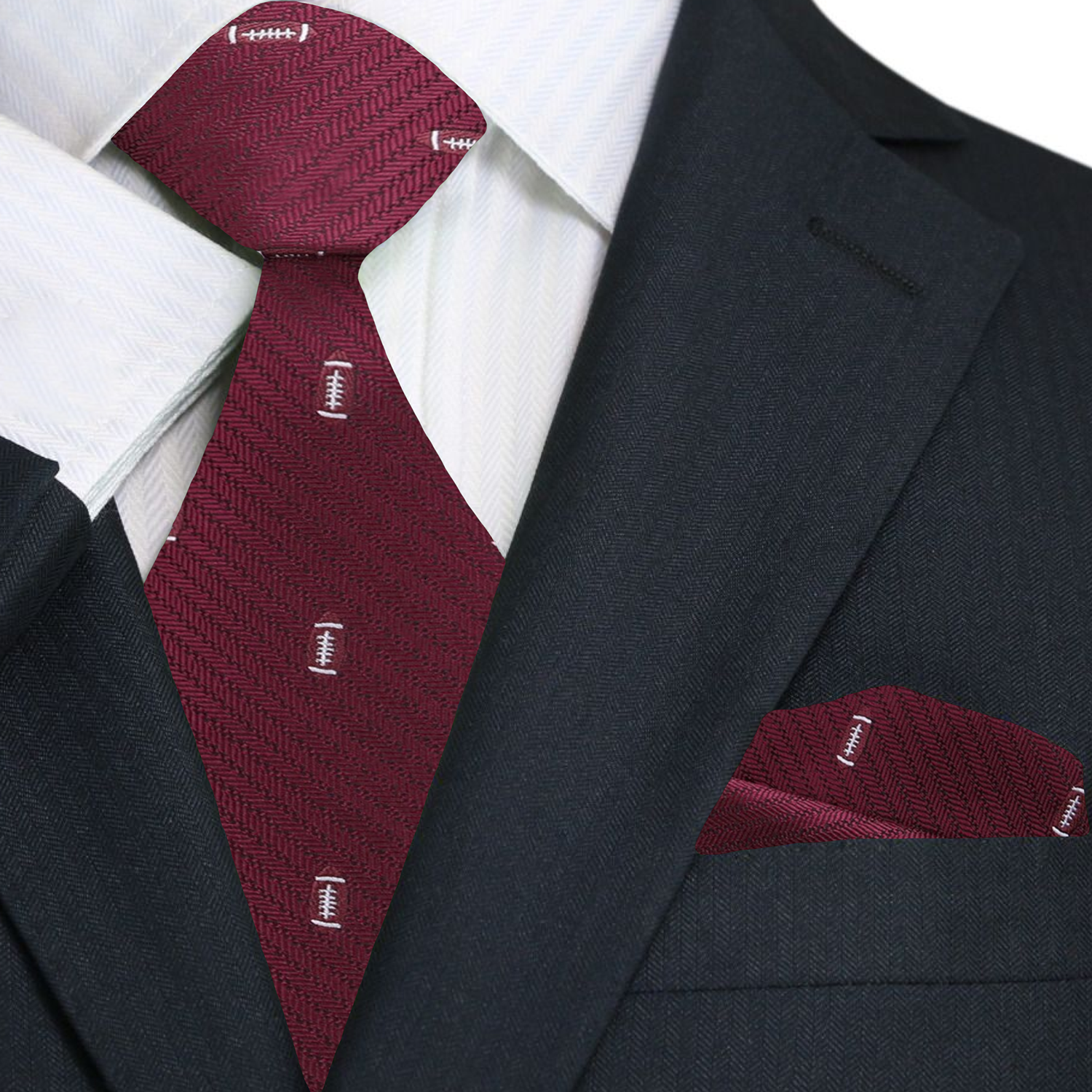 Folded tie with pocket square option, highlighting premium silk texture