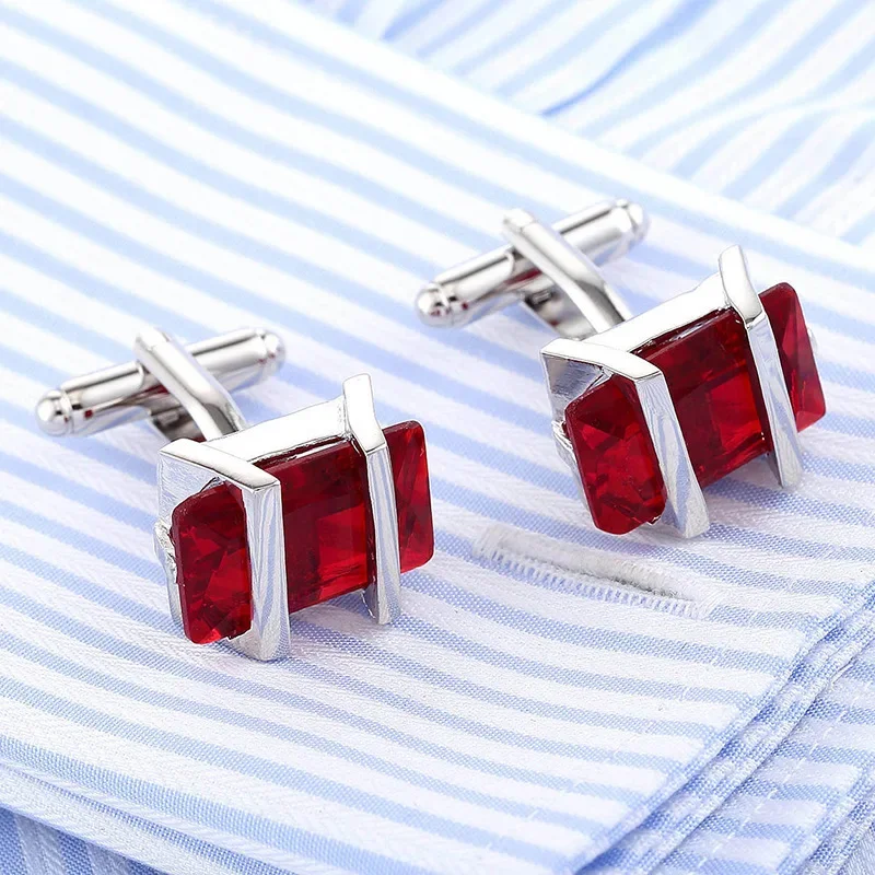 Close-up view of chrome greenstone cufflinks highlighting the intricate design and vibrant stones.