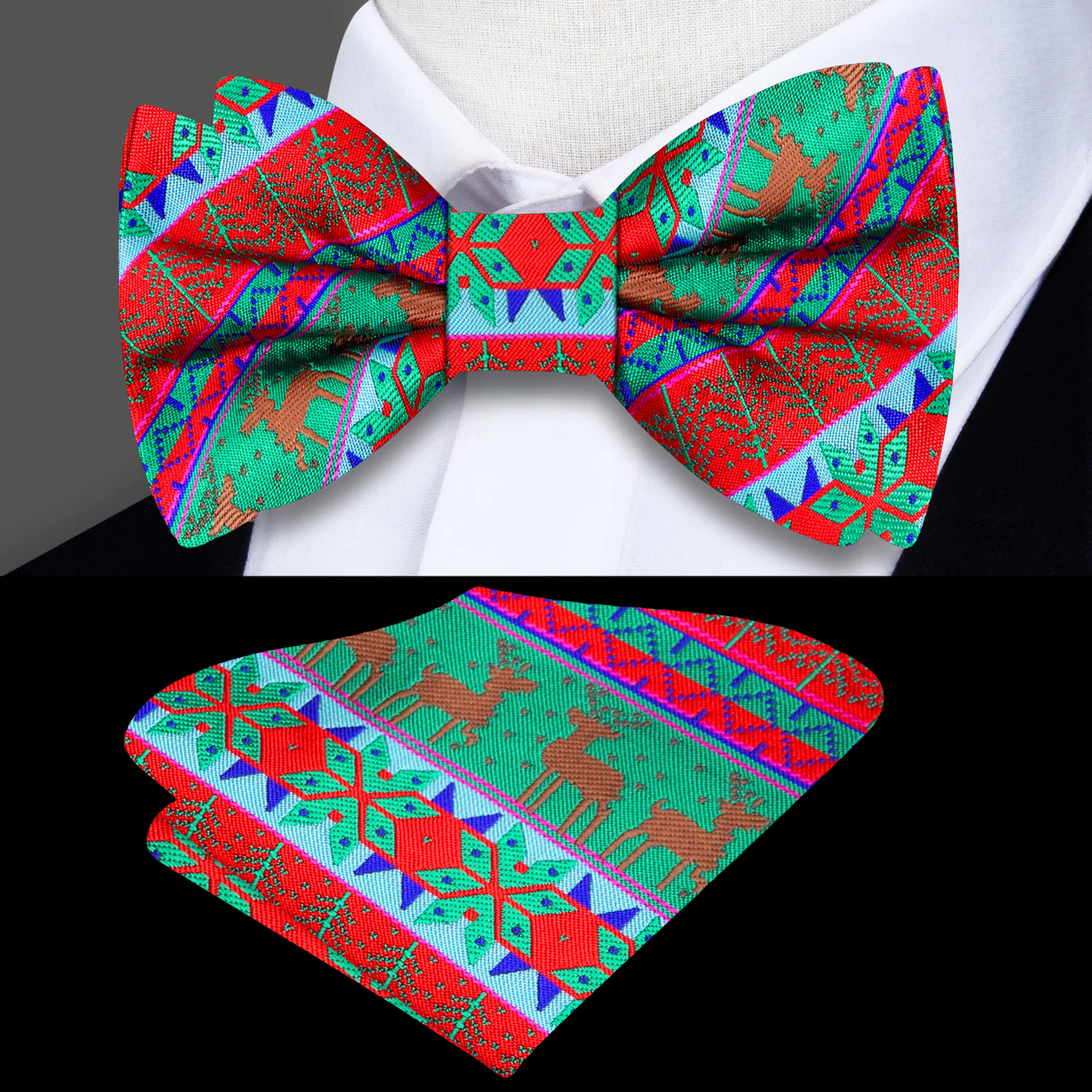 The bow tie styled with a navy suit for a top rated holiday neckwear for office party