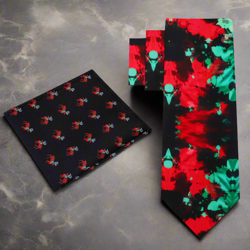 Fashion forward man wearing the colorful silk necktie at a creative event