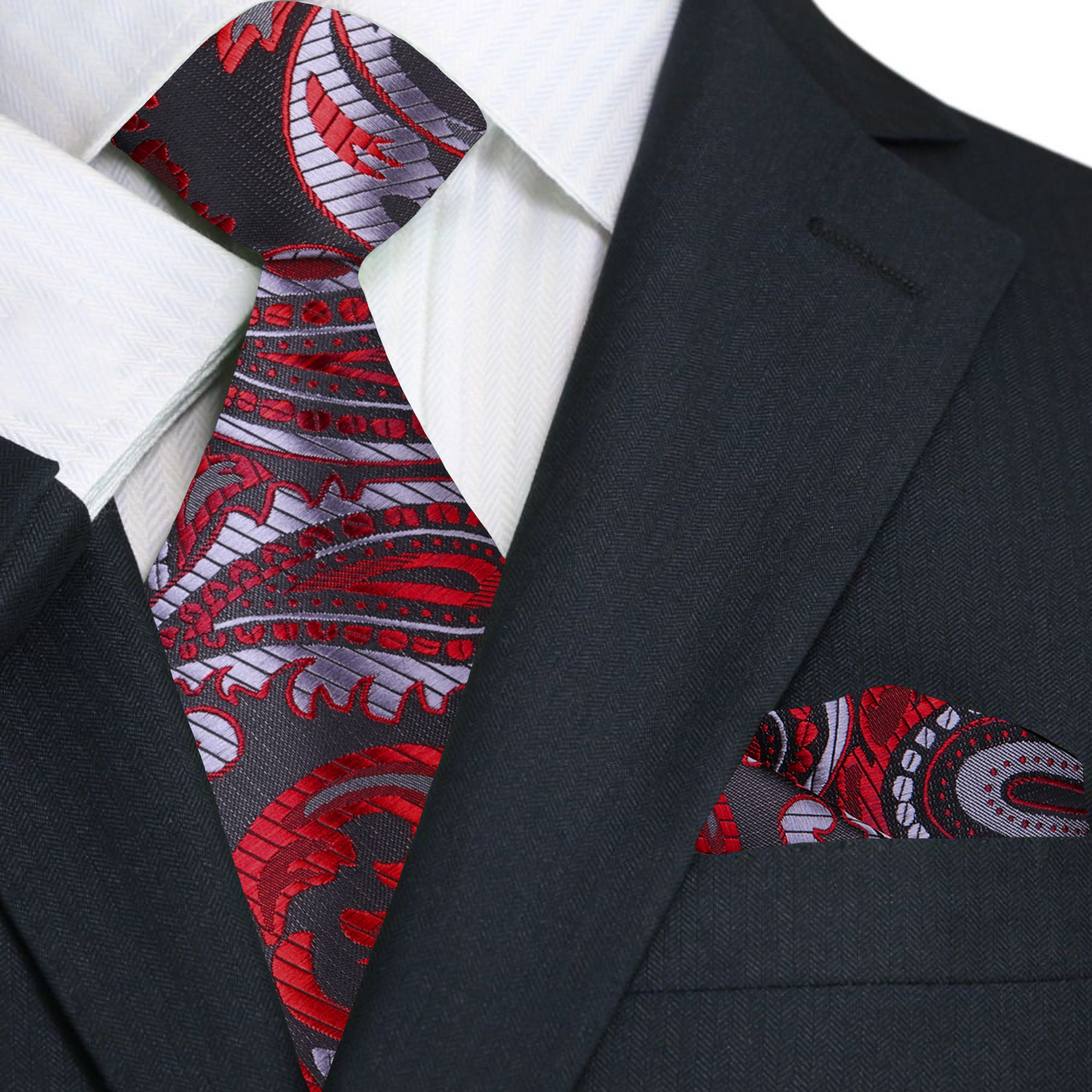 Close-up of a luxurious paisley tie showcasing detailed design and rich colors