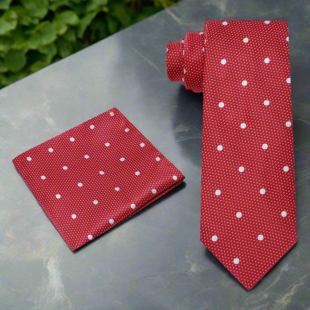 Man wearing a stylish polka dot tie for business presentation