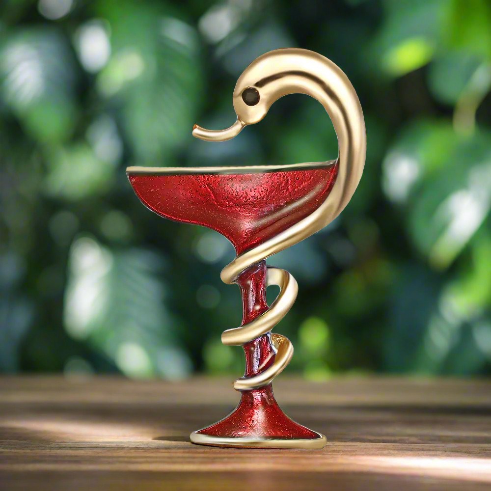 Close-up view of the Stylish Snake Martini Lapel Pin showcasing intricate details.