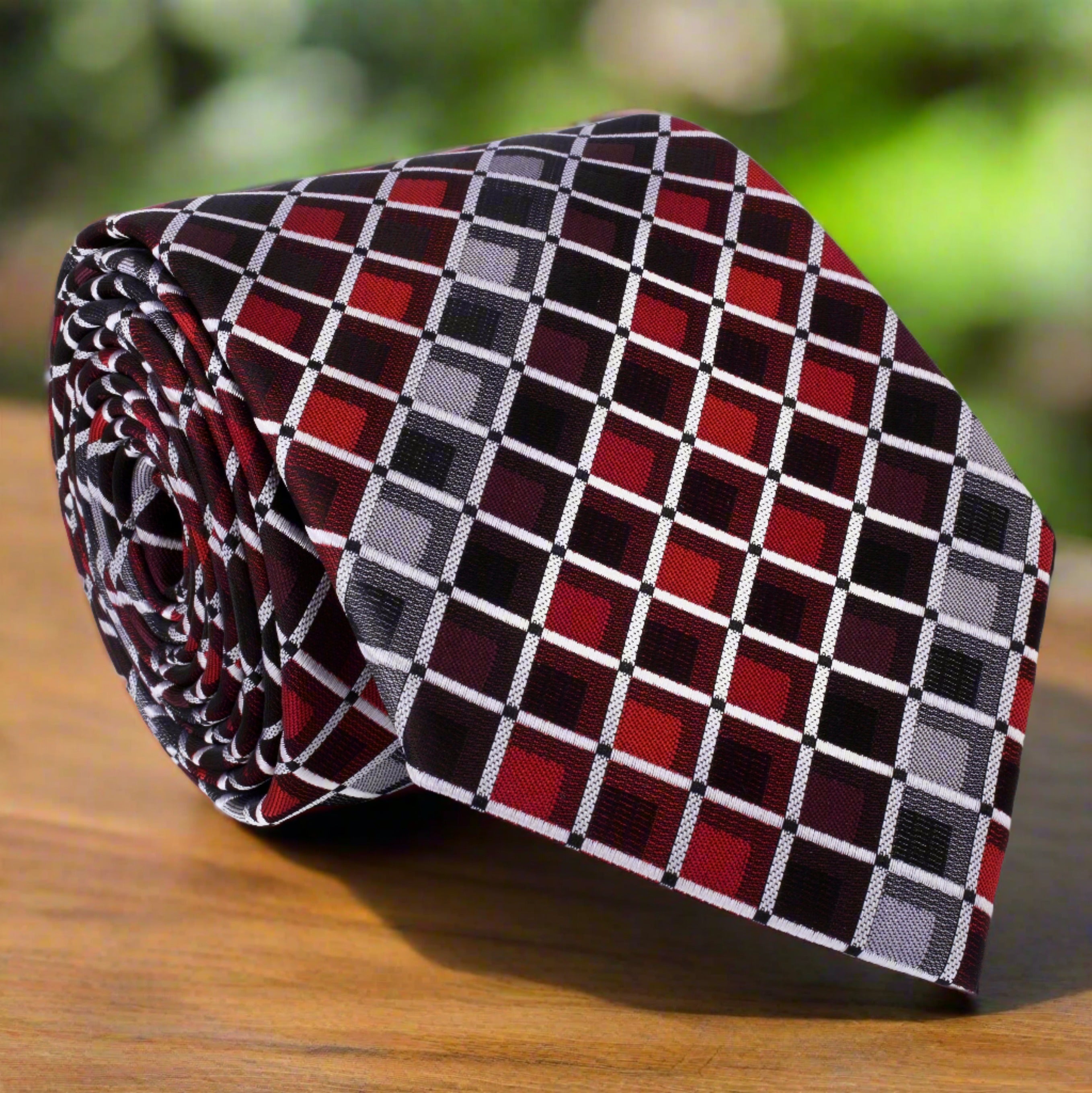 Detail shot of the microfiber fabric with geometric pattern for elegant formal wear