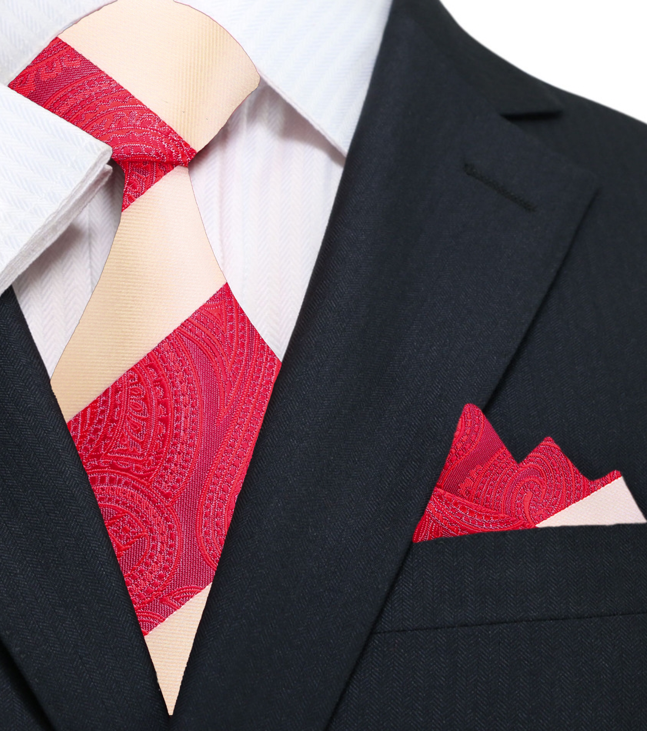 Man wearing stylish paisley tie with white dress shirt for business meeting
