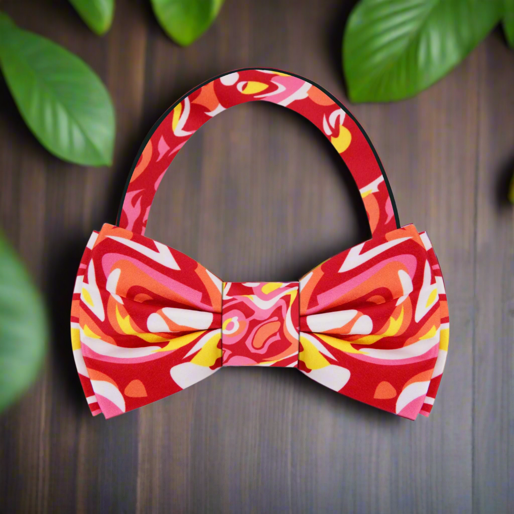 Artistic watercolor bow tie paired with white dress shirt