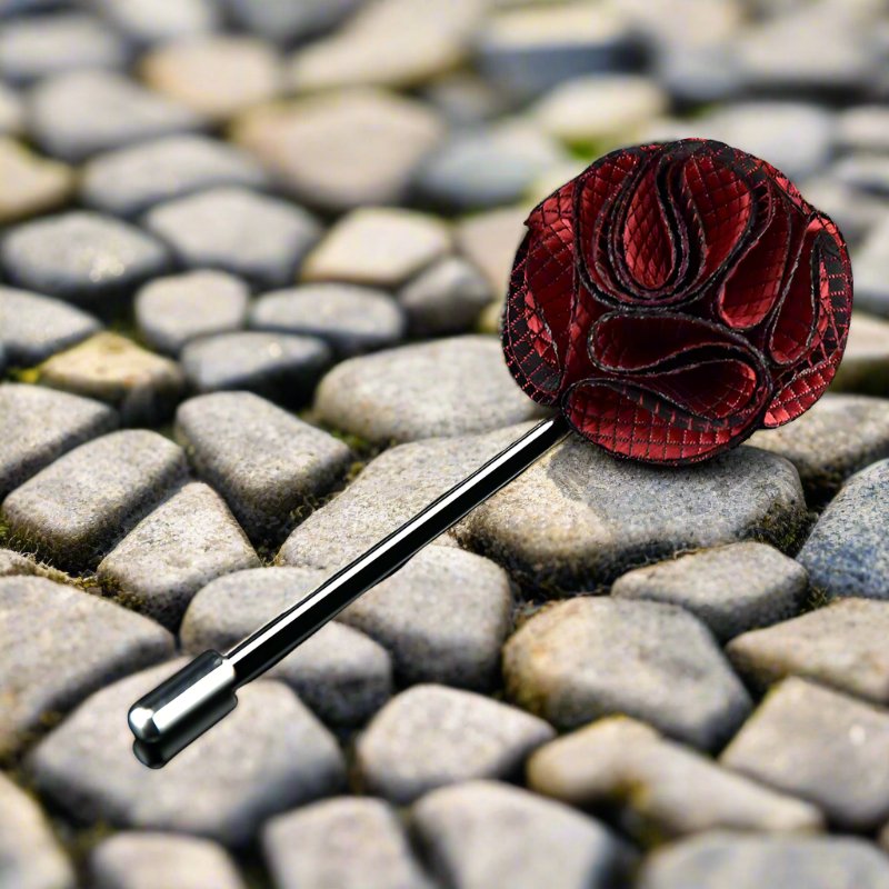 Display of the textured lapel pin collection highlighting various colors.