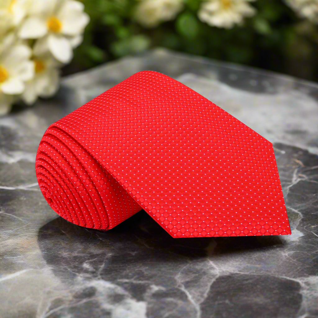 Worn with a white dress shirt and navy suit for a professional look