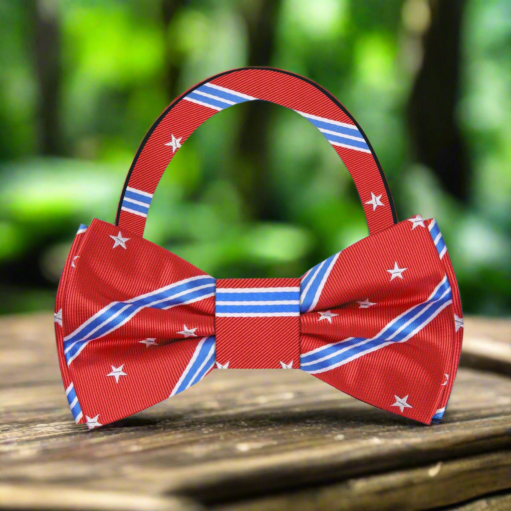 Elegant bow tie paired with a white dress shirt for patriotic event