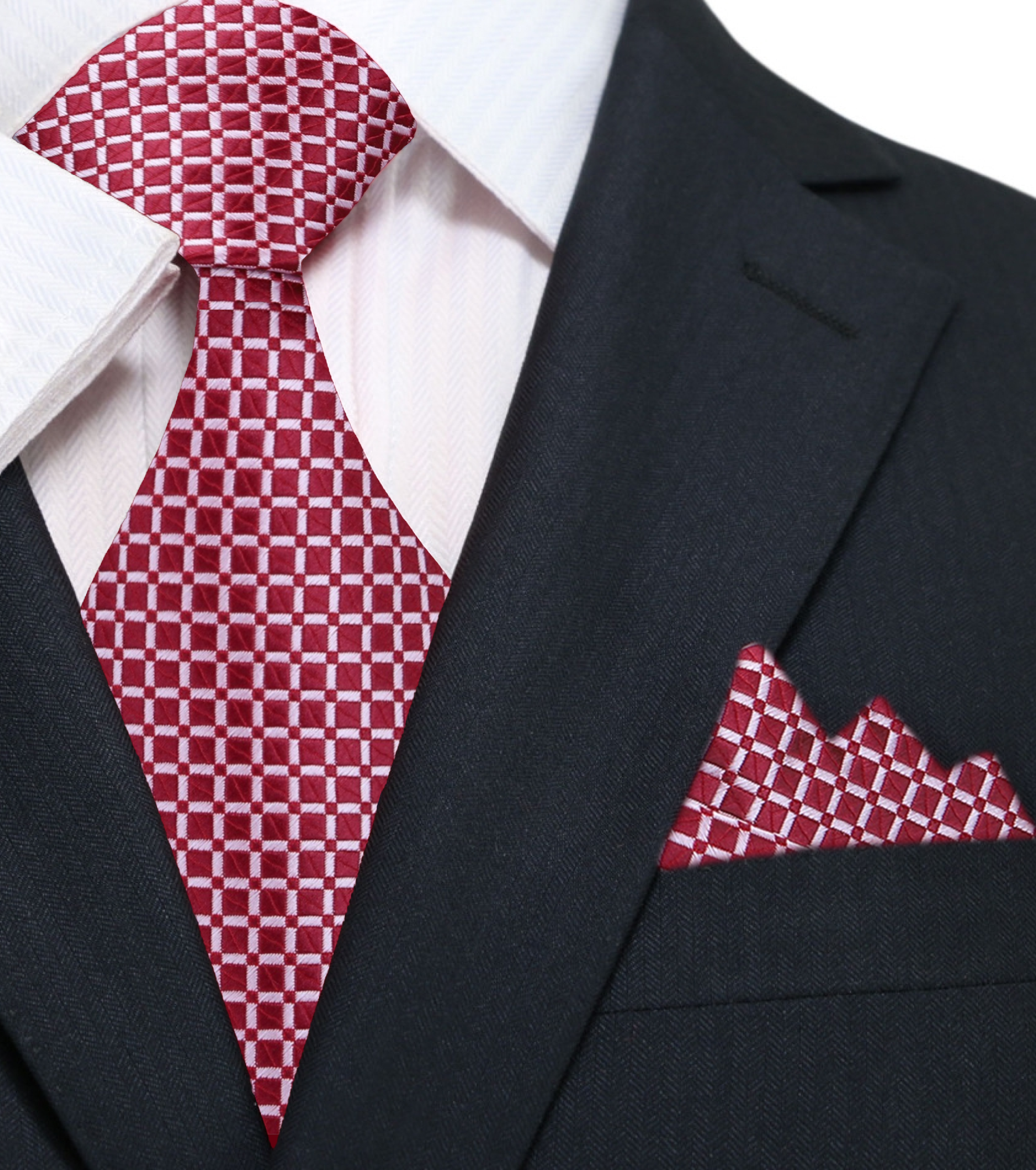 Man tying elegant geometric necktie with suit for wedding