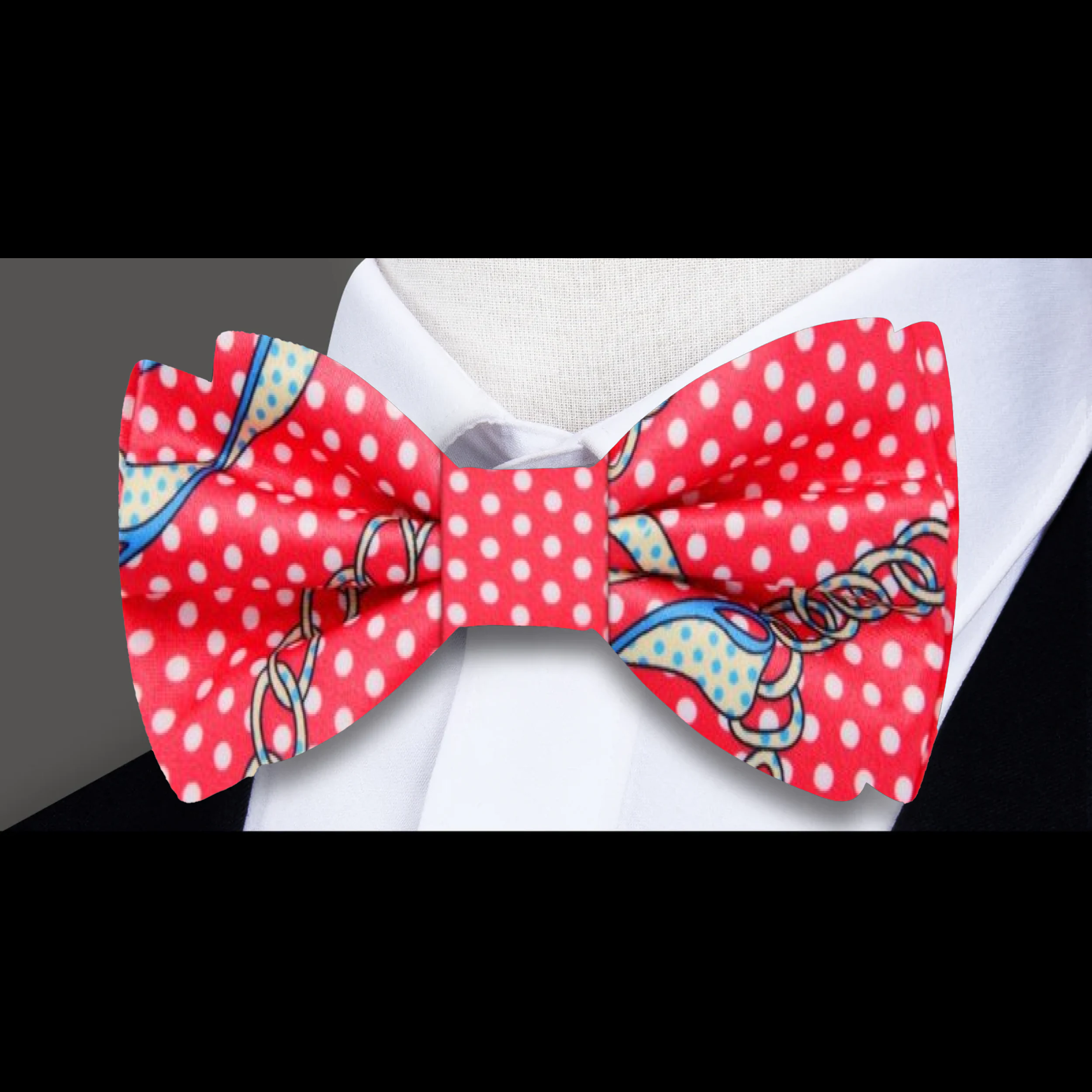 Elegant silk bow tie paired with a white dress shirt for a stylish event