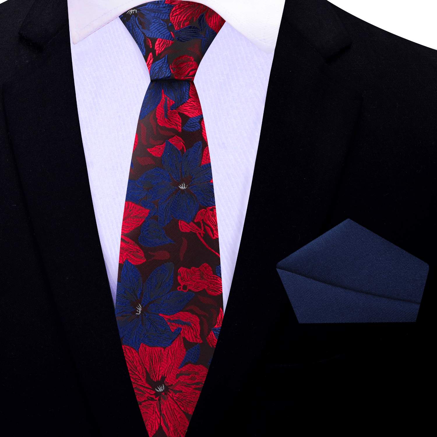 The silk necktie elegantly displayed with a matching pocket square, ideal for wedding attire.