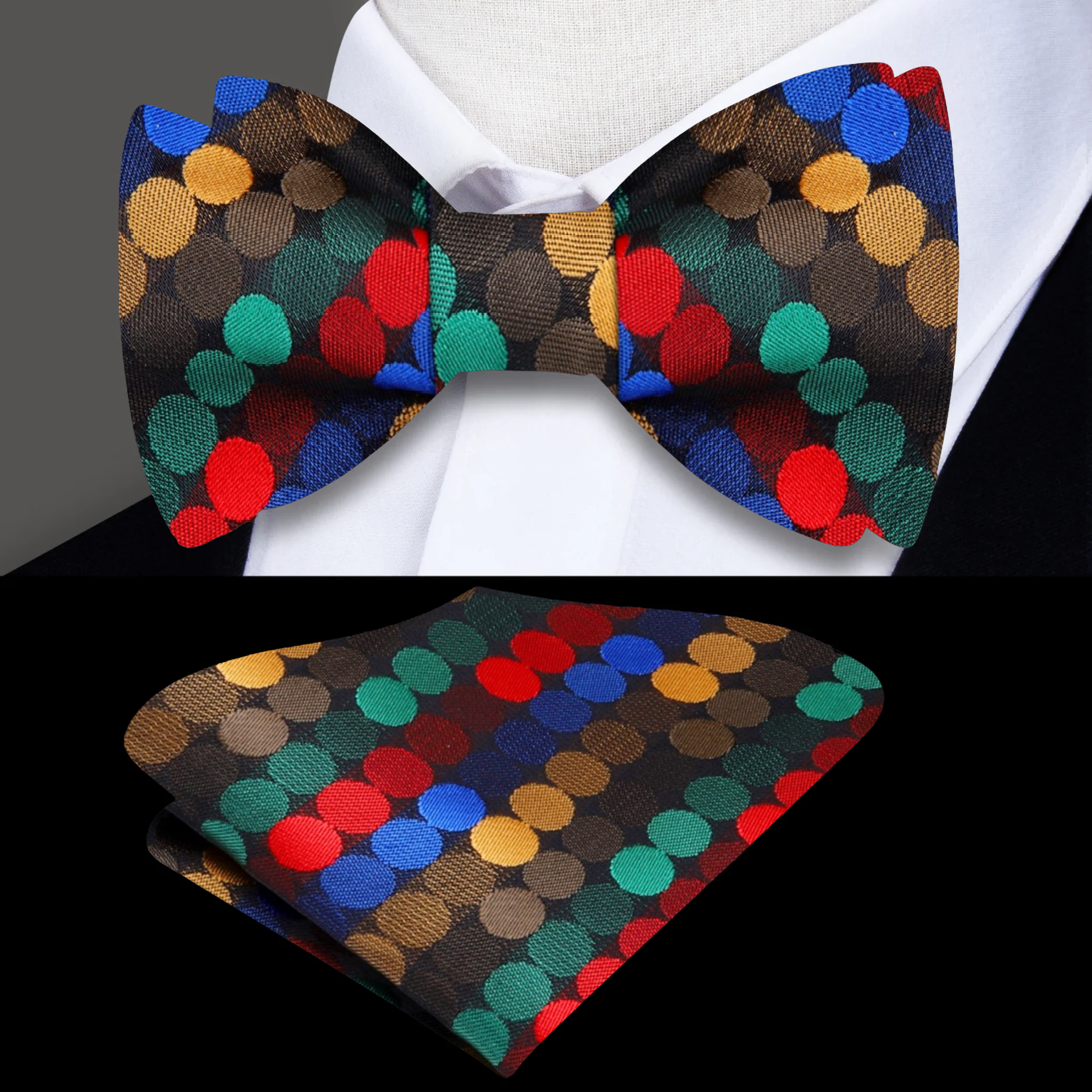 Styled bow tie paired with a navy suit and white textured shirt, ideal for weddings and festive events