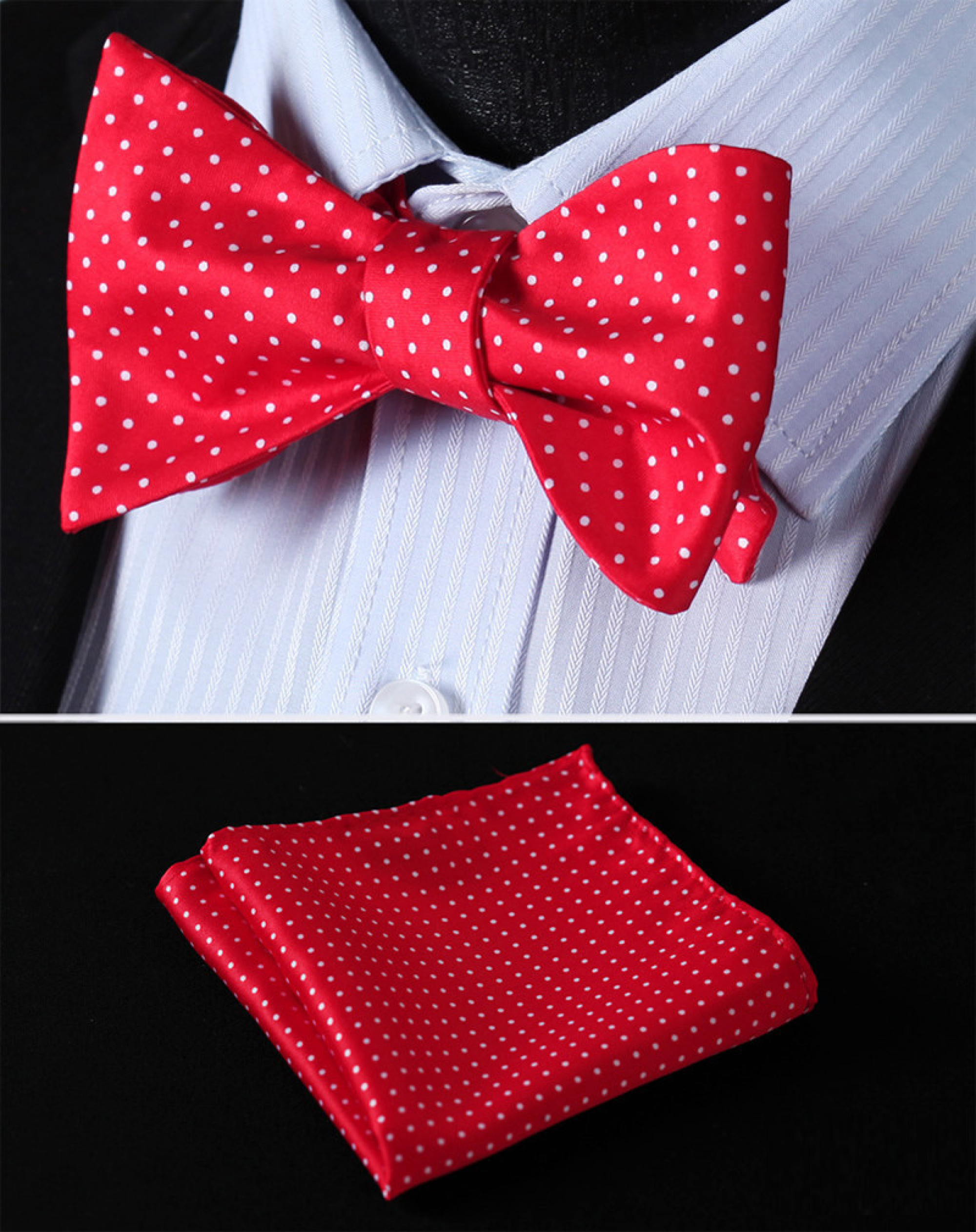 Close-up of burgundy microdot silk bow tie, highlighting its subtle contrast and elegance.