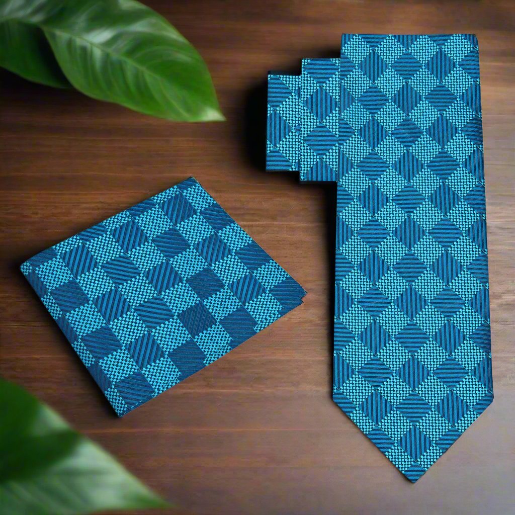 Fashionable necktie with cyan tones, ideal for cocktail parties
