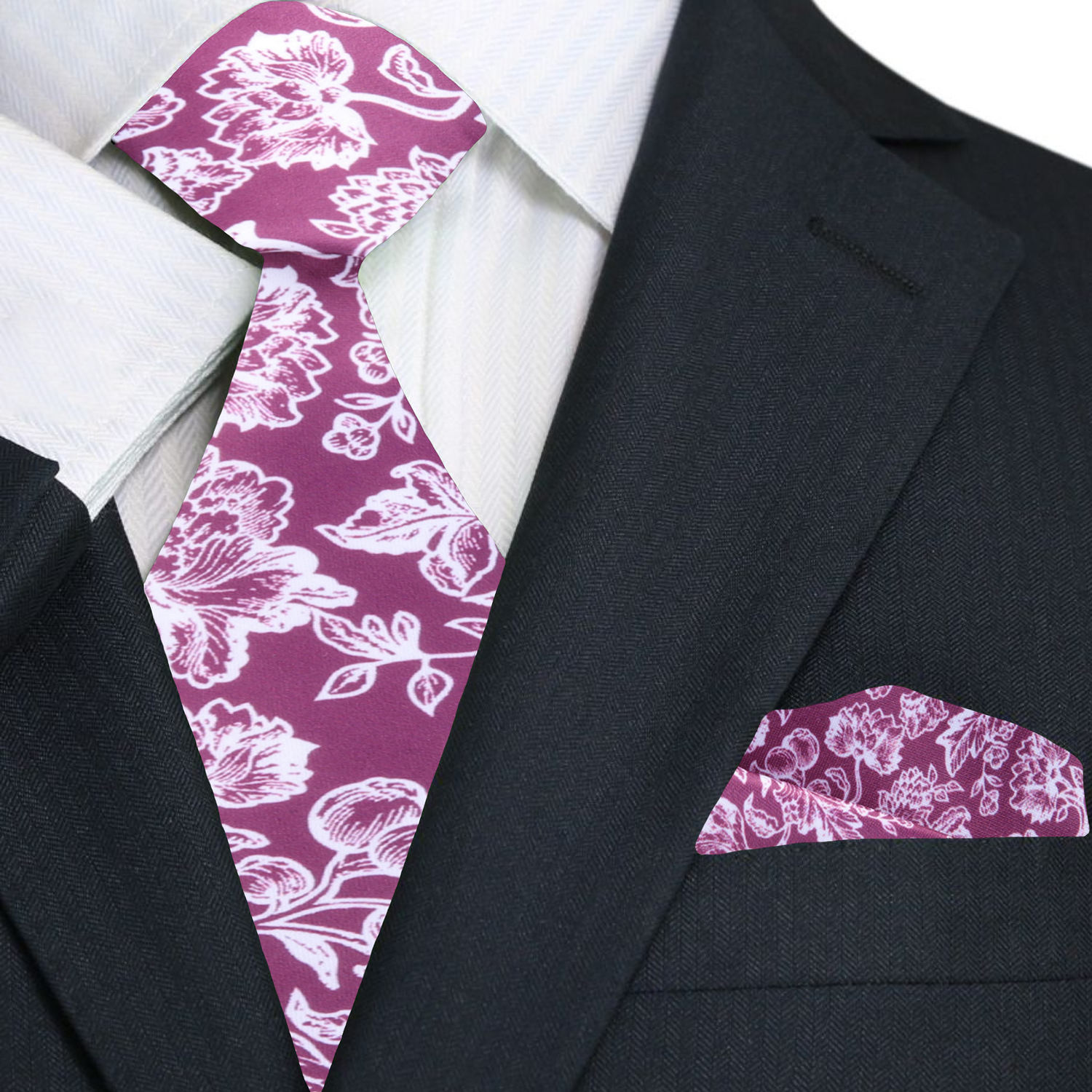 Close-up of black filigree silk tie paired with white dress shirt — ideal necktie for formal office settings