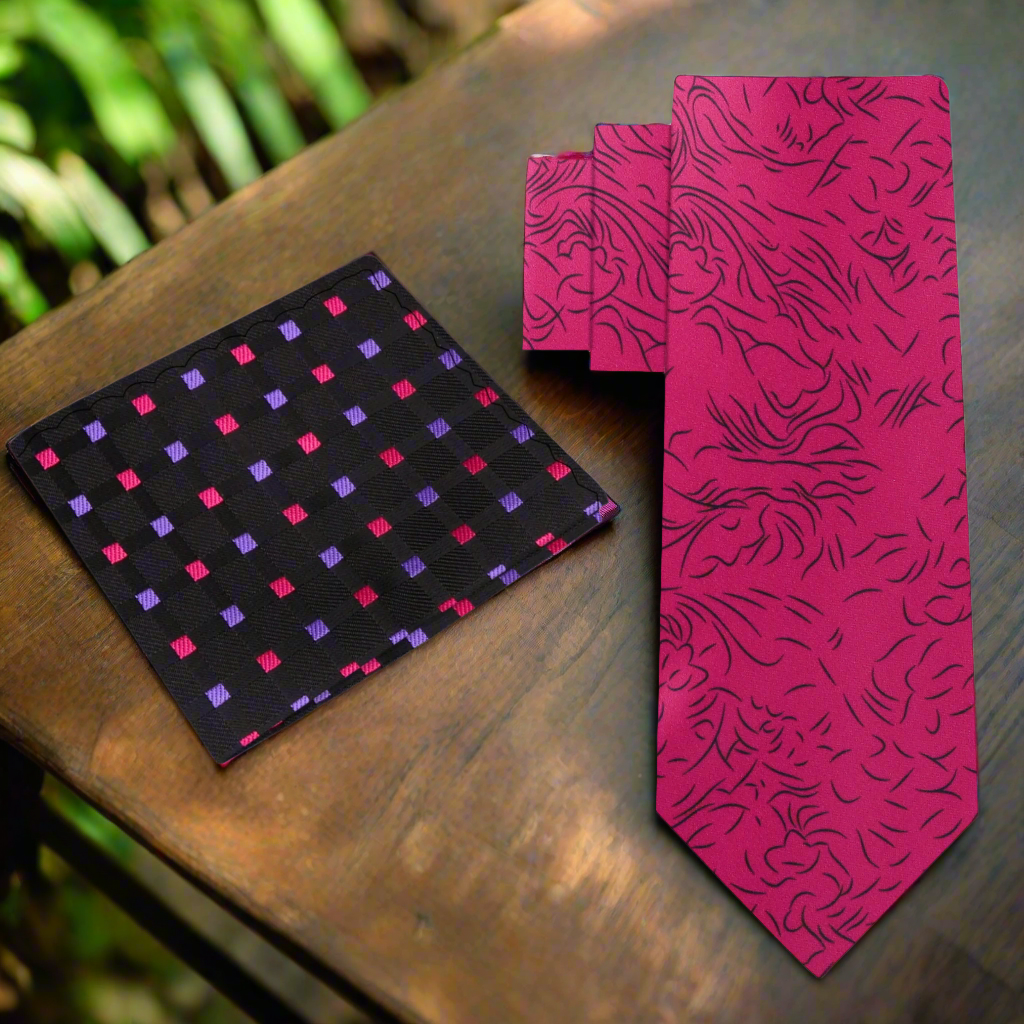 The elegant necktie paired with a crisp white shirt, illustrating its versatility for formal and semi-formal events.