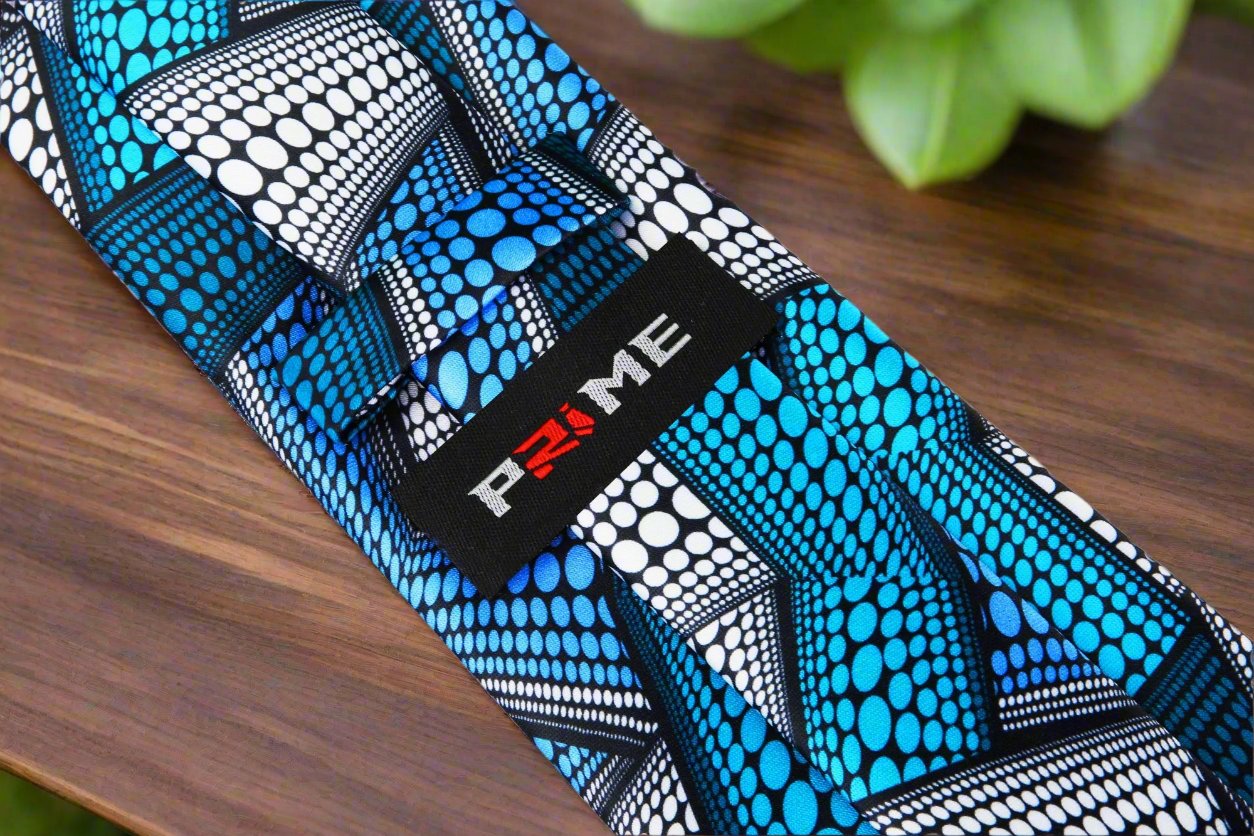 Kente tie worn with a crisp white shirt, perfect for formal occasions.