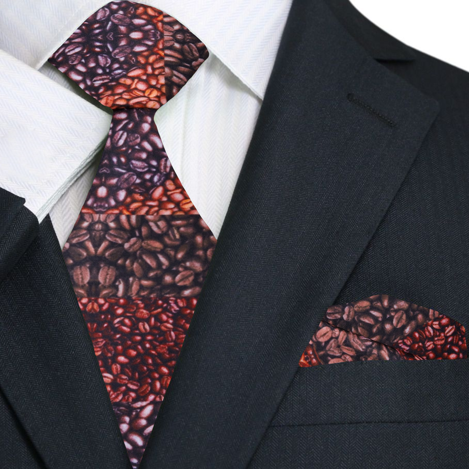 Man wearing a coffee tie with a light beige dress shirt, demonstrating a stylish business casual look.