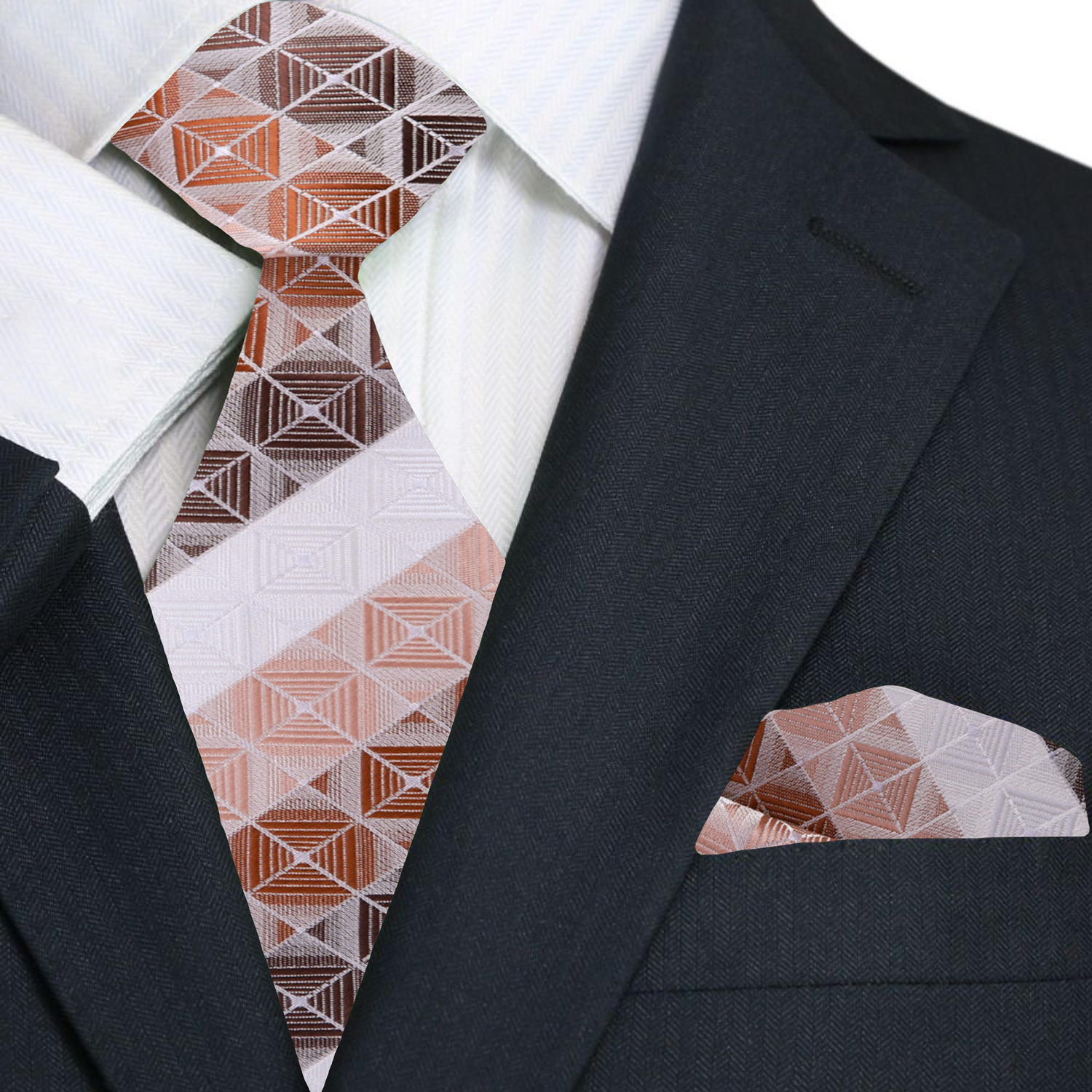 Man adjusting his silk necktie and pocket square set at a business conference, showcasing versatile formal neckwear.
