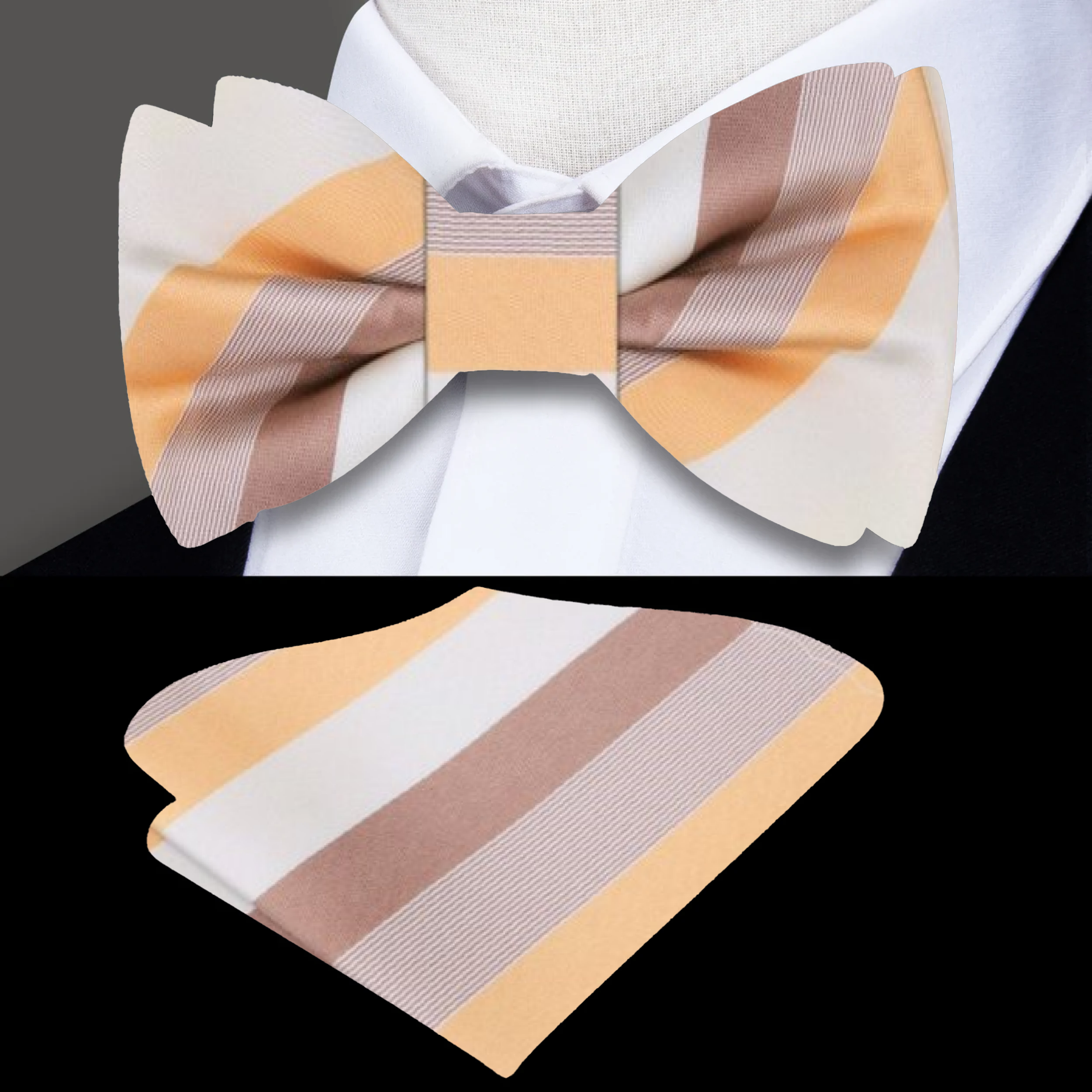 Pastel striped bow tie showcasing vibrant shades for a spring wedding.