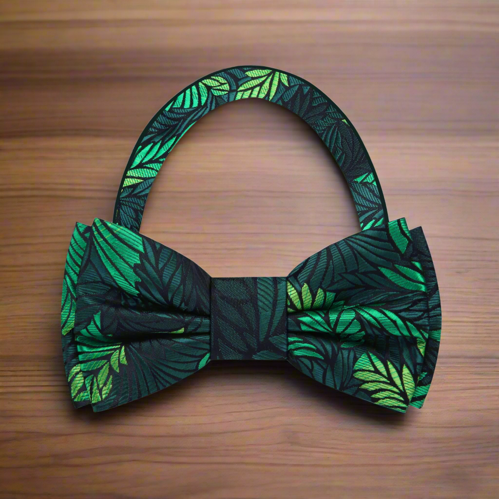 Elegant feather bow tie showcasing abstract pattern, ideal for formal occasions.