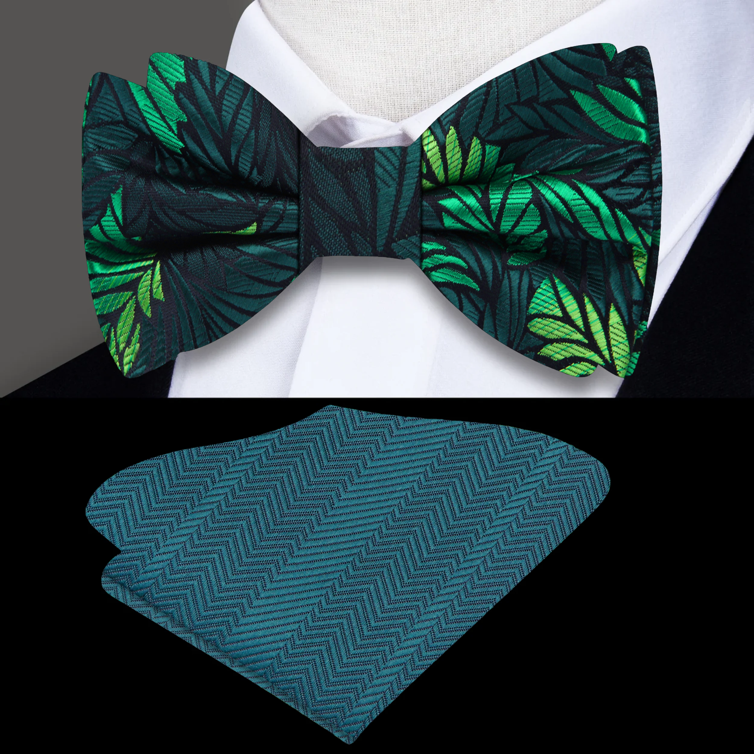 Elegant feather bow tie showcasing abstract pattern, ideal for formal occasions.