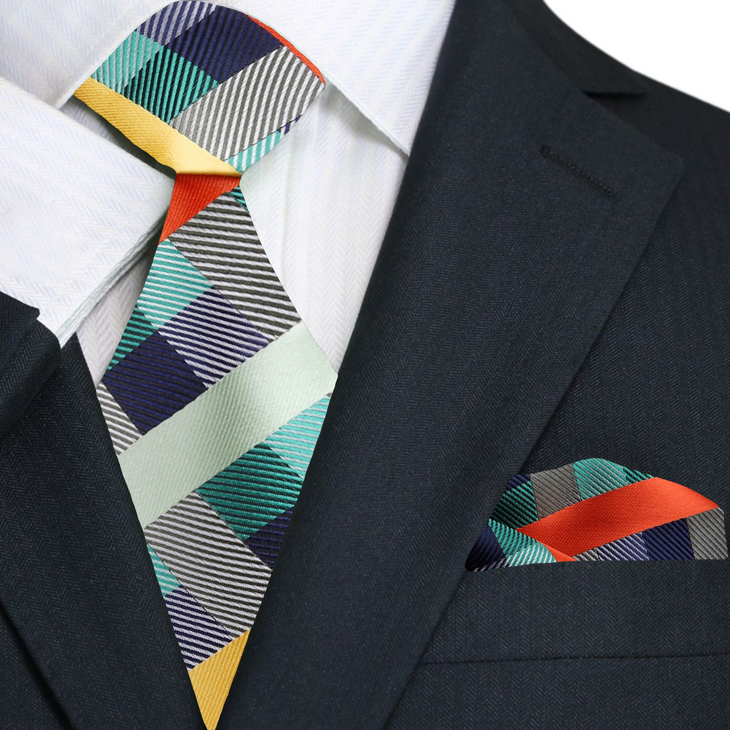 Casual setup featuring the necktie alongside a light grey dress shirt, perfect for business luncheons.