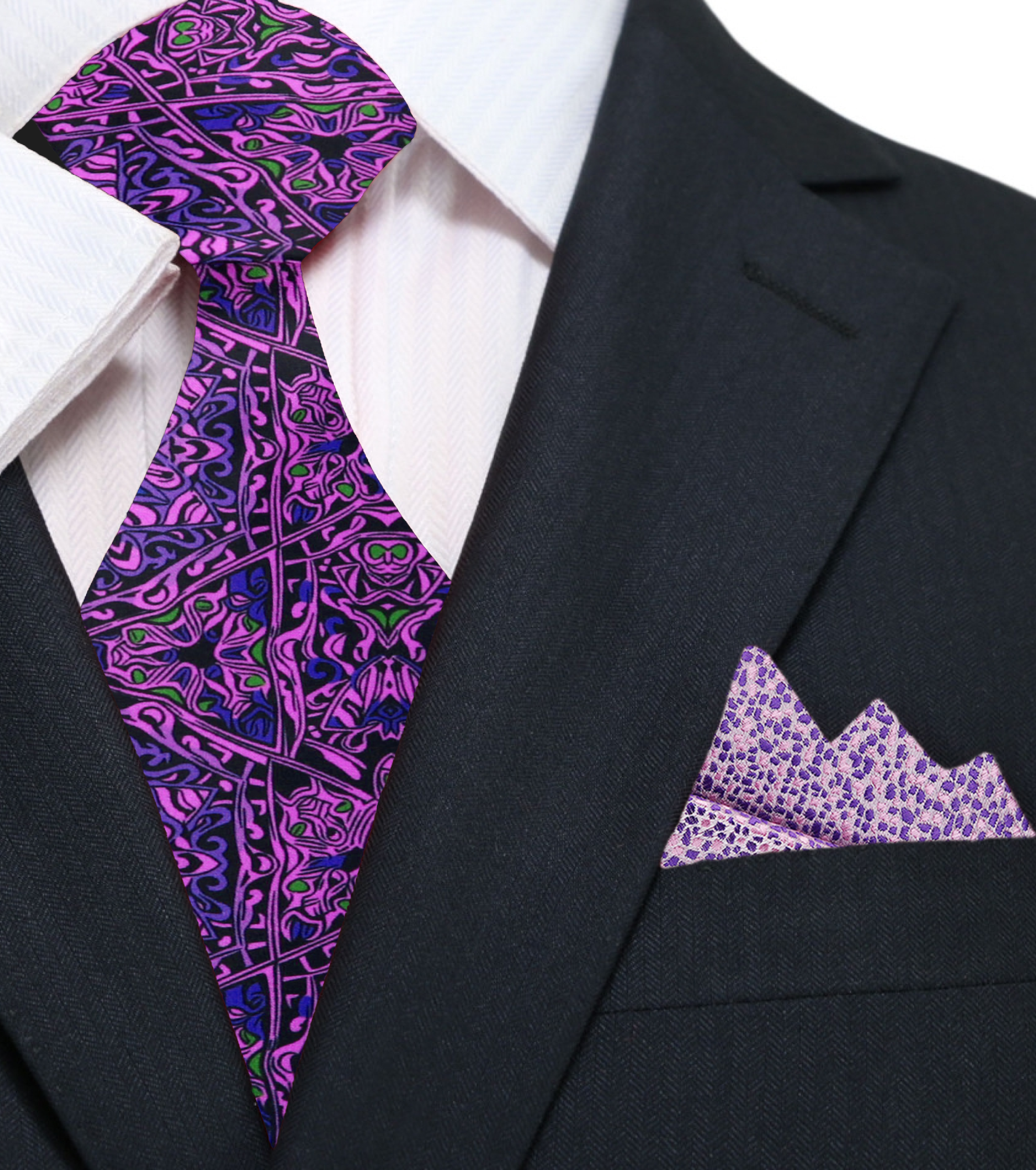 Stylish necktie in shades of purple, suitable for business meetings.