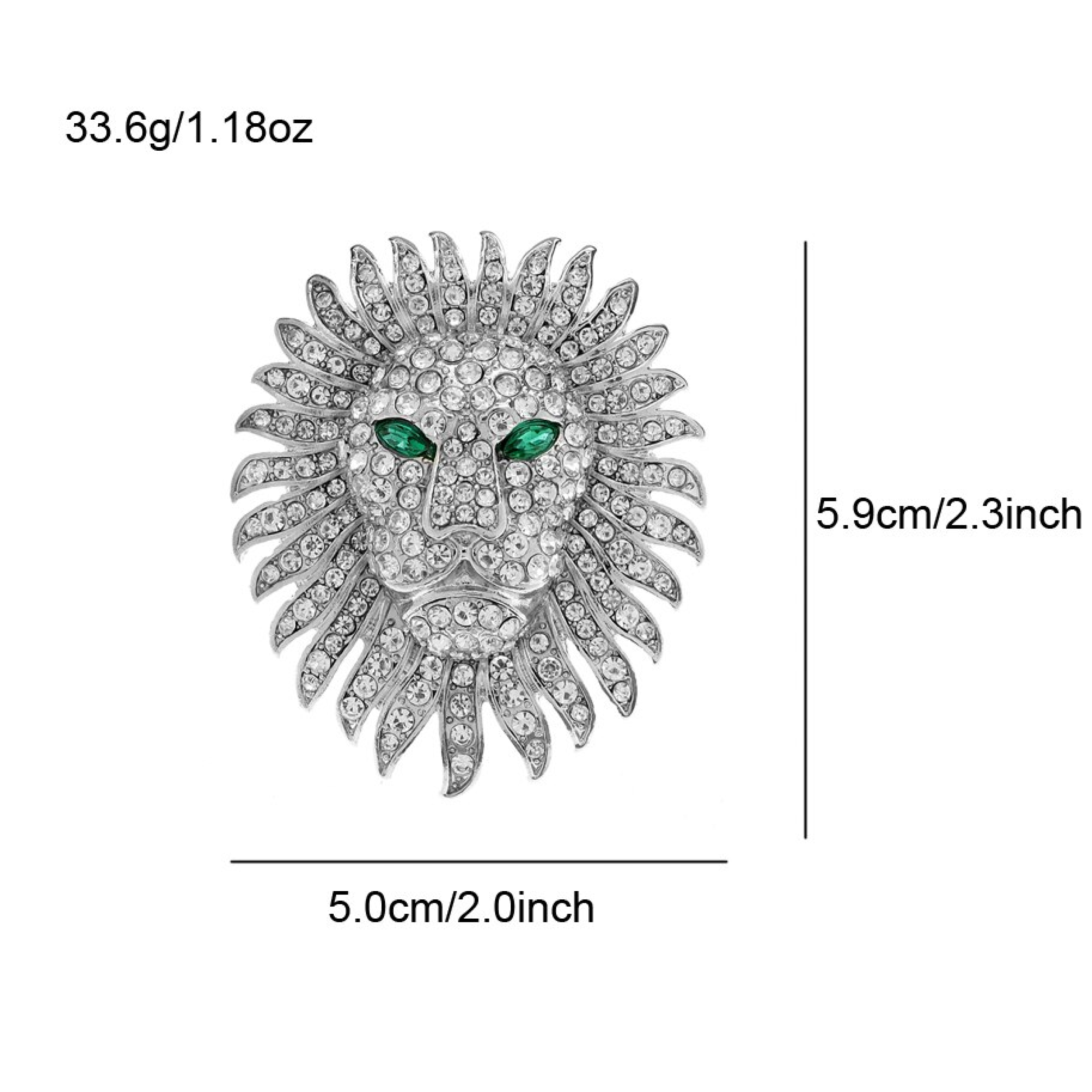 Majestic lion head lapel pin worn on a formal suit, highlighting its elegance and style.