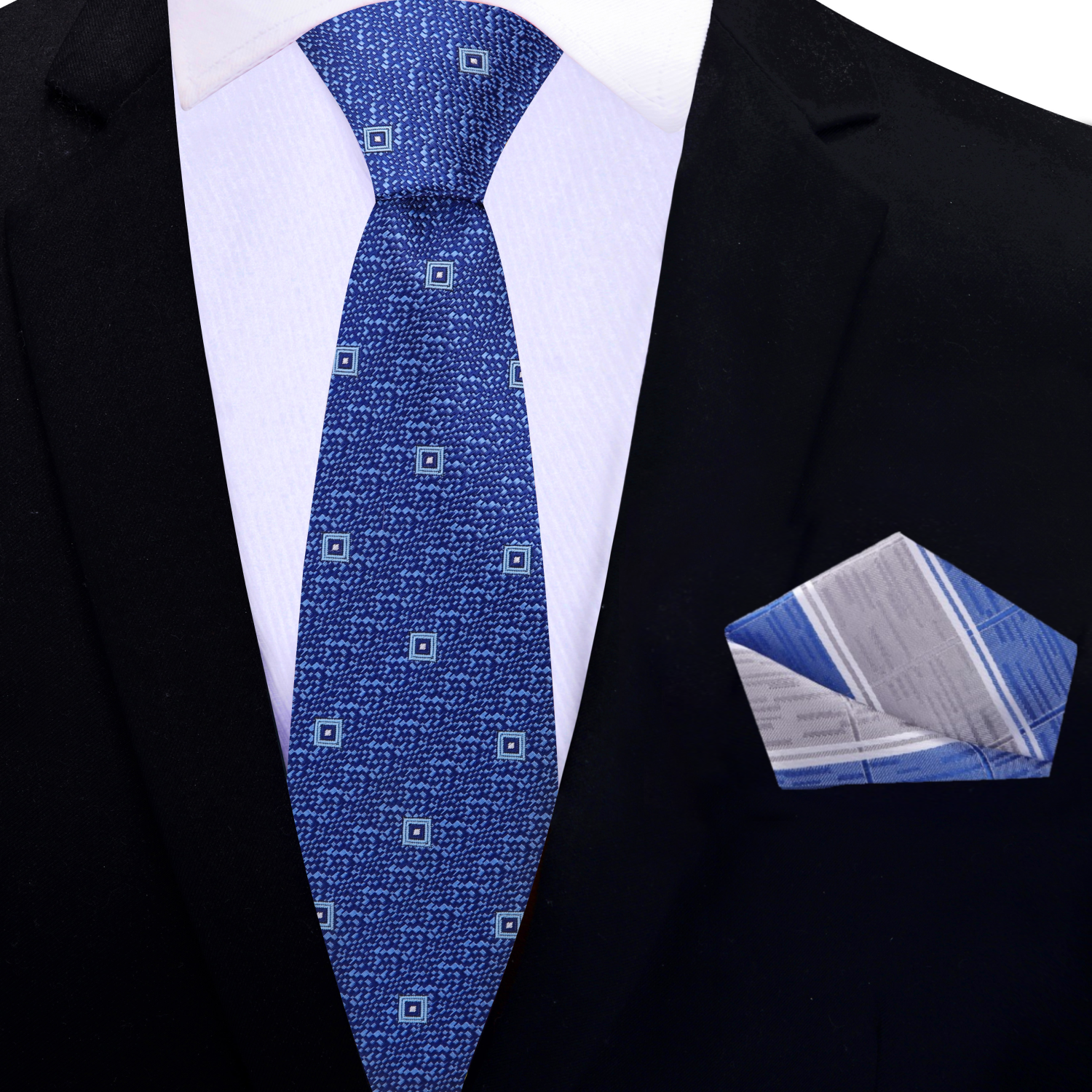 Elegant silk necktie for formal occasions, featuring layered blue tones and subtle sheen