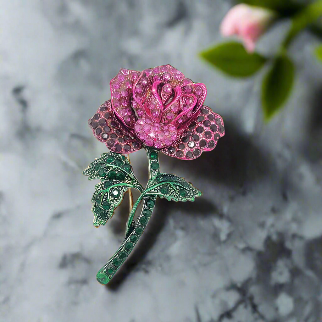 Rose lapel pin in red, showcasing its elegant design.