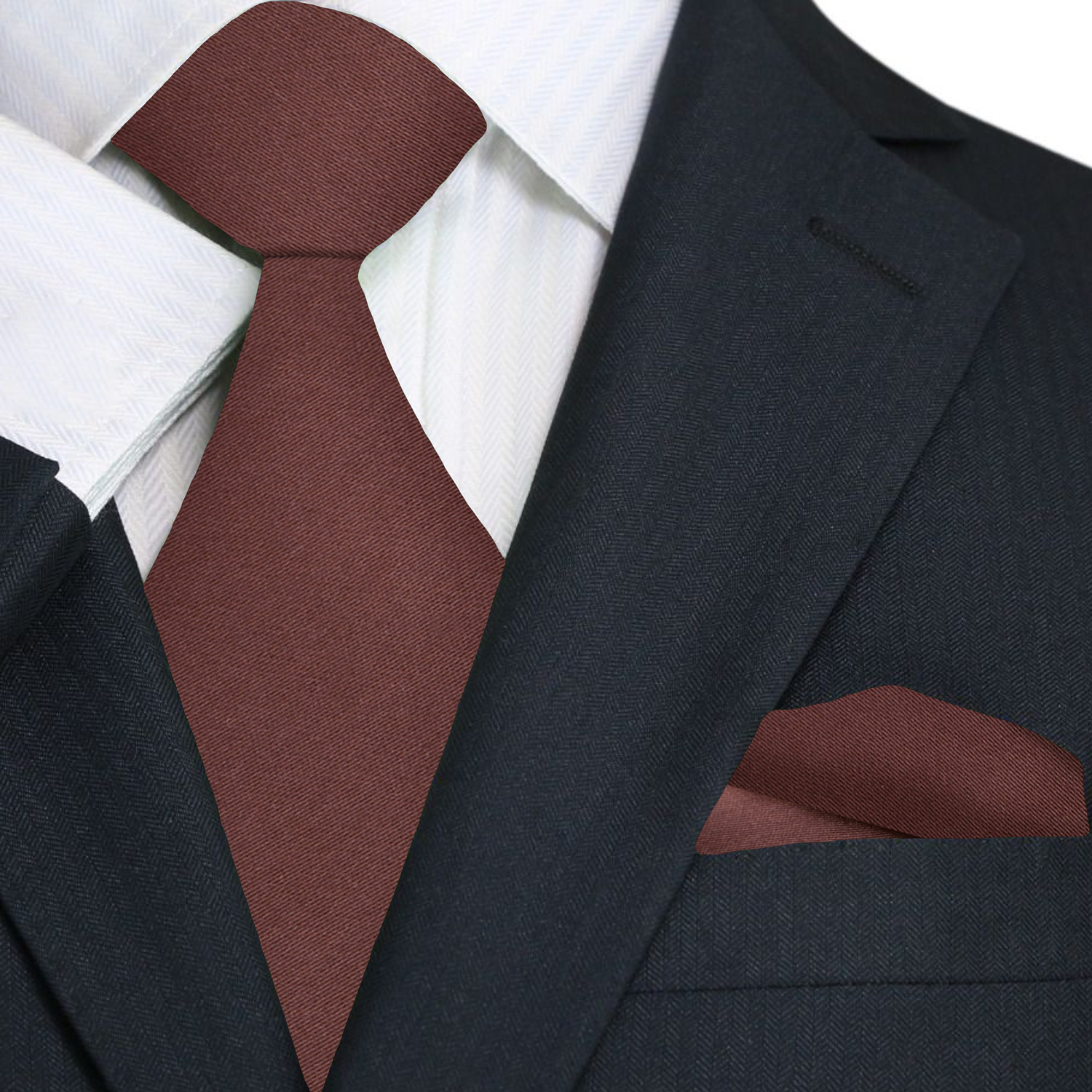 Close-up of silk texture on dark brown tie – perfect for formal events and weddings