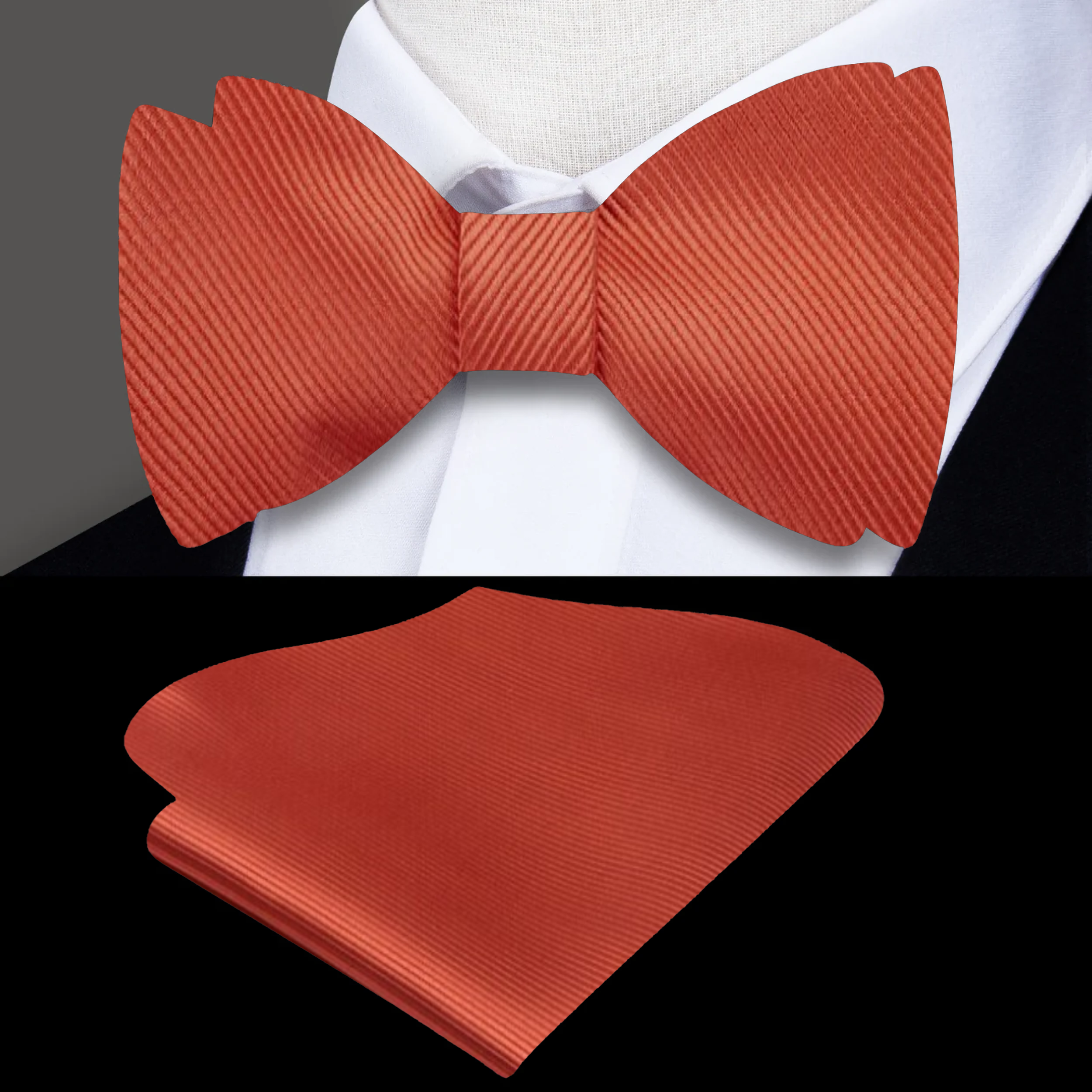 Elegant burgundy solid color bow tie paired with a crisp white shirt.